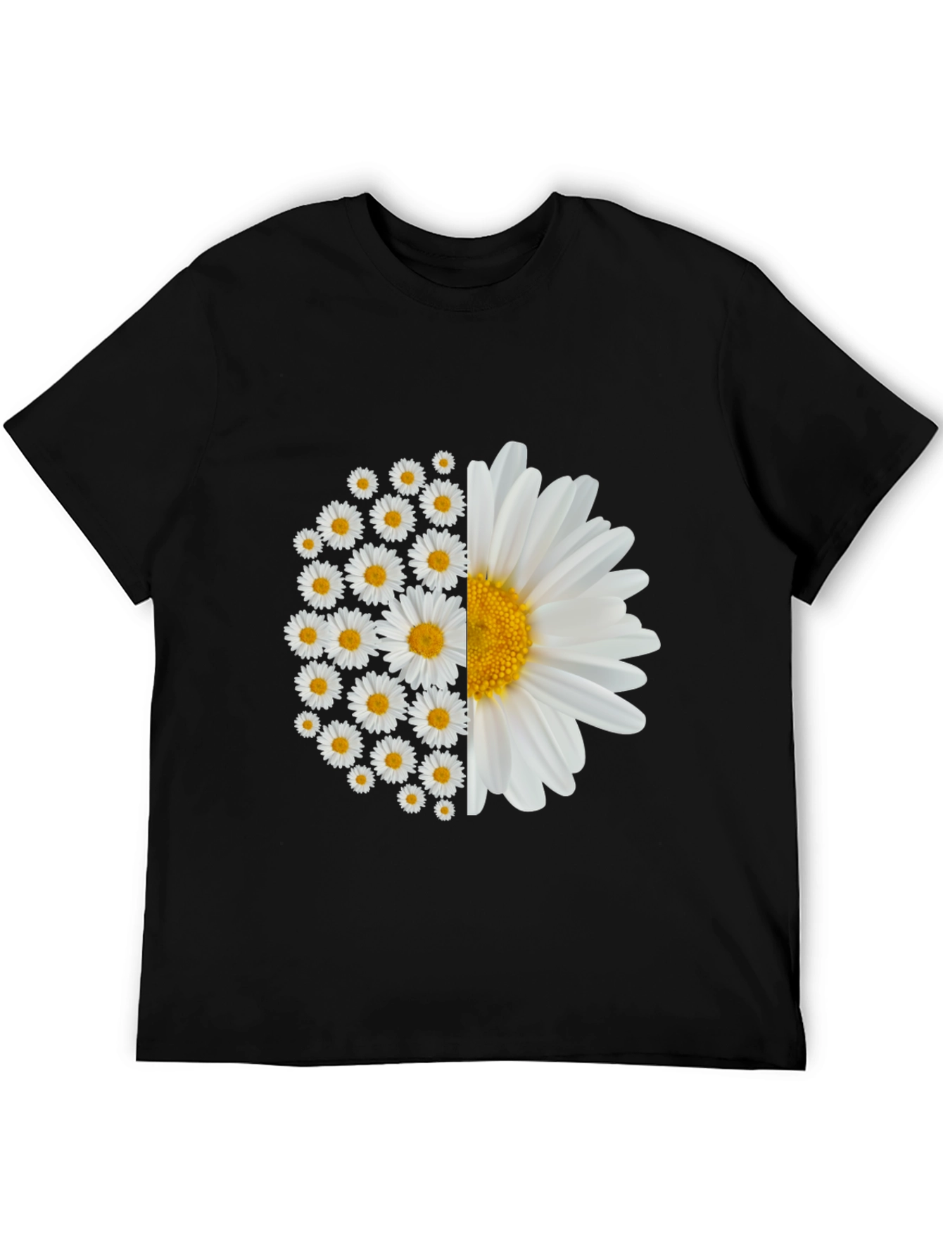Daisy Flower Graphic Tee - Black Cotton Blend