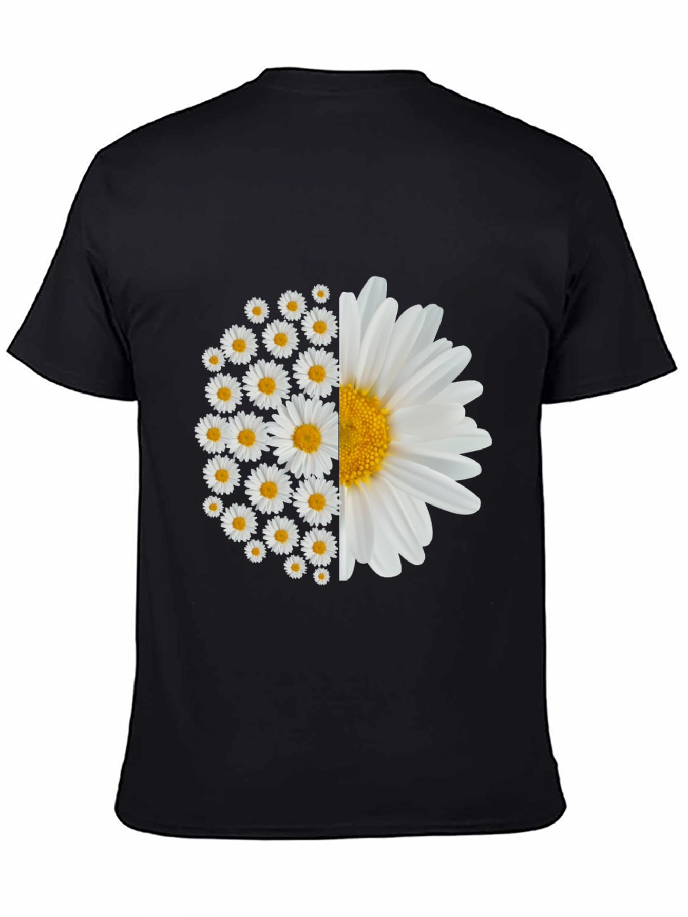 Daisy Flower Graphic Tee - Black Cotton Blend