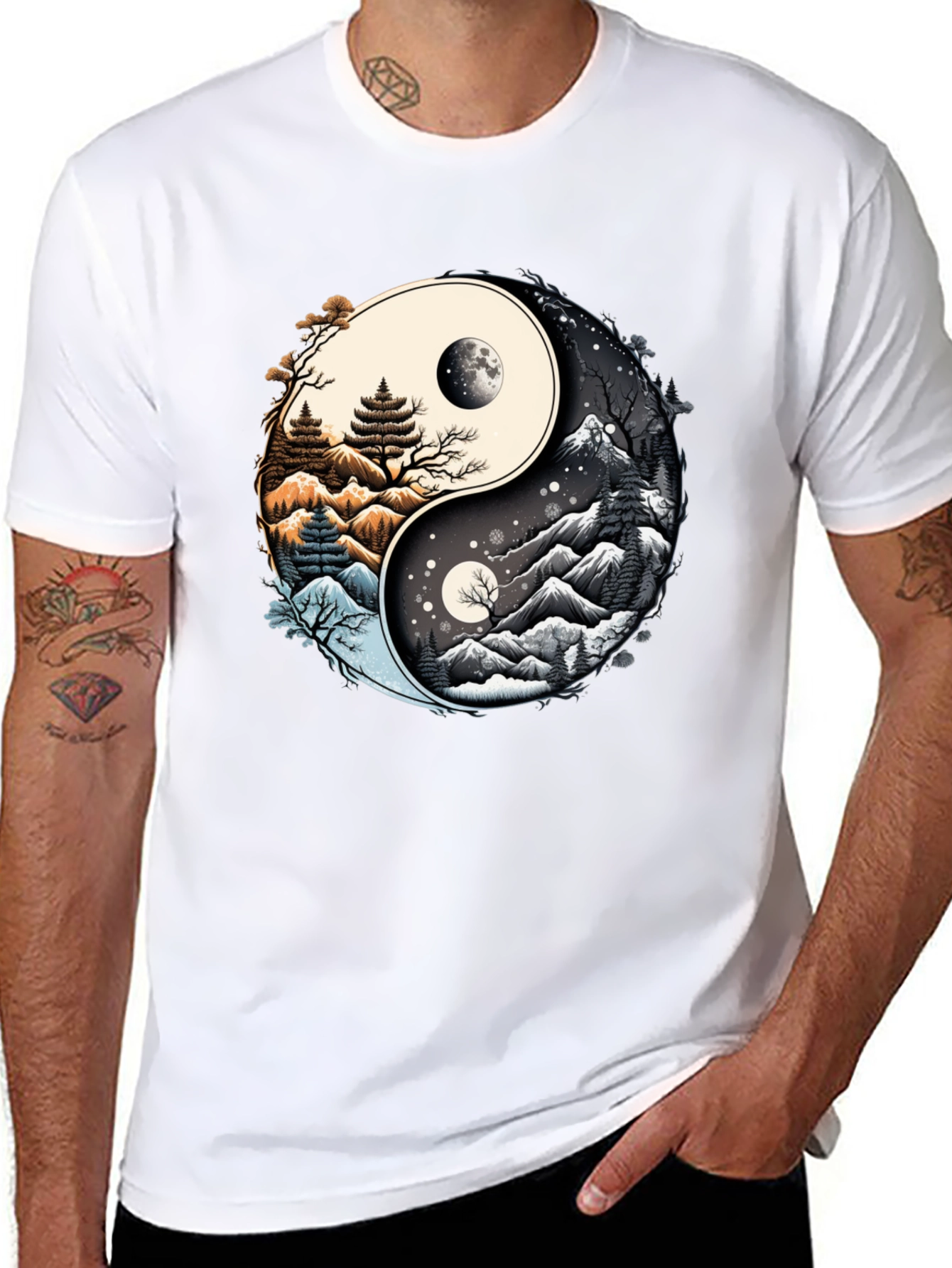 Yin Yang Nature Graphic T-Shirt