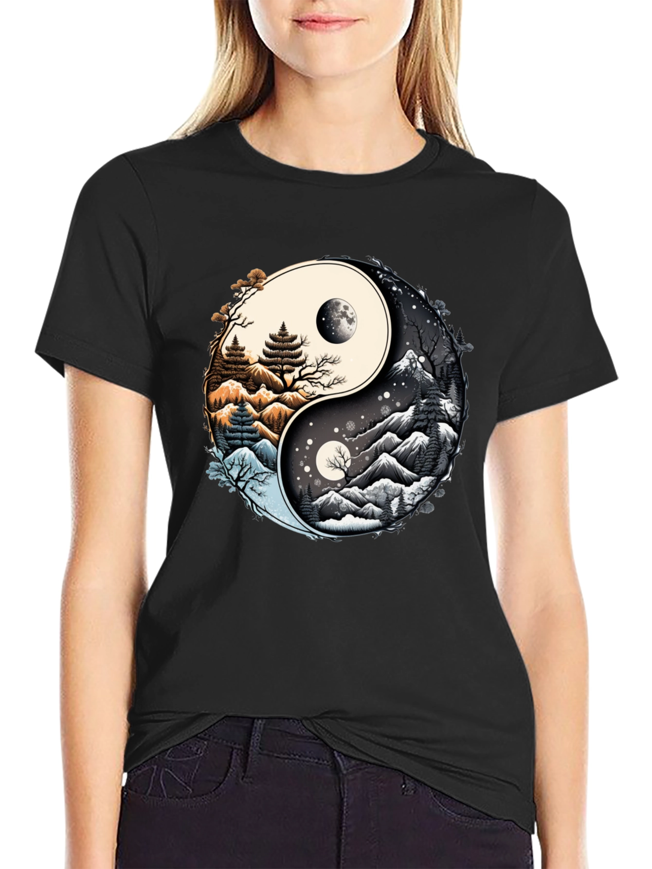 Yin Yang Nature Graphic T-Shirt