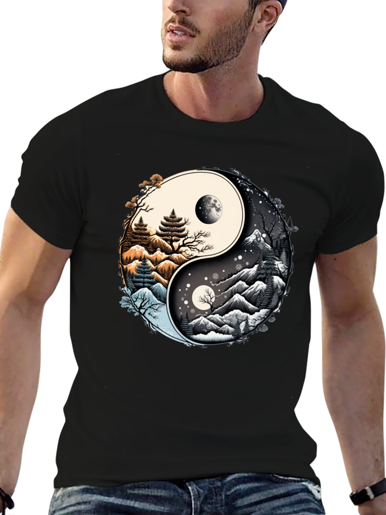 Yin Yang Nature Graphic T-Shirt