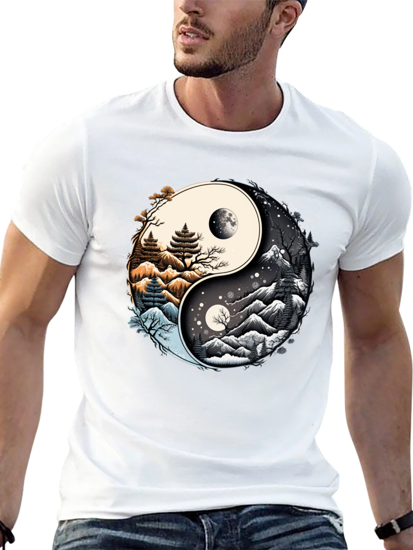 Yin Yang Nature Graphic T-Shirt
