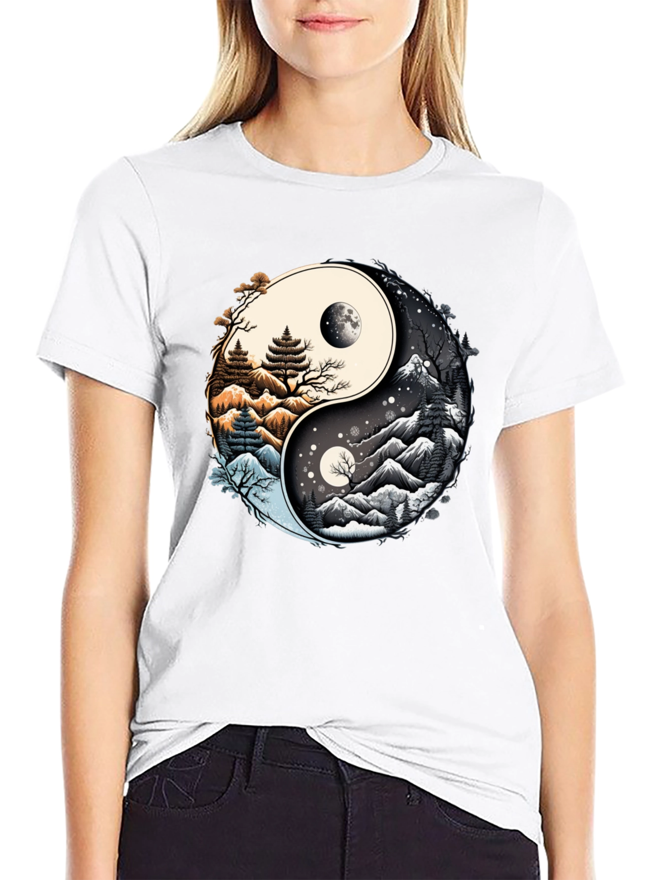 Yin Yang Nature Graphic T-Shirt