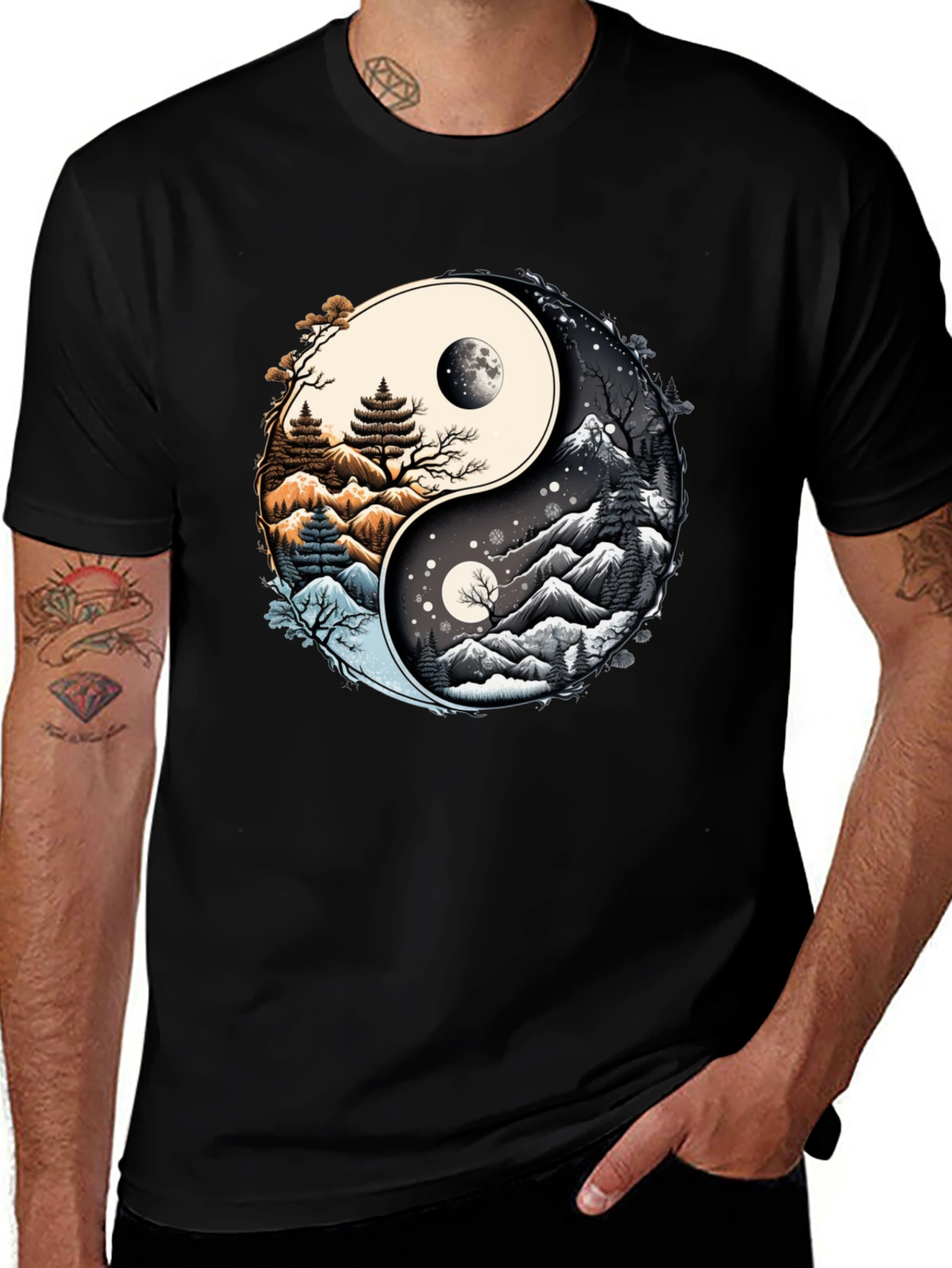 Yin Yang Nature Graphic T-Shirt