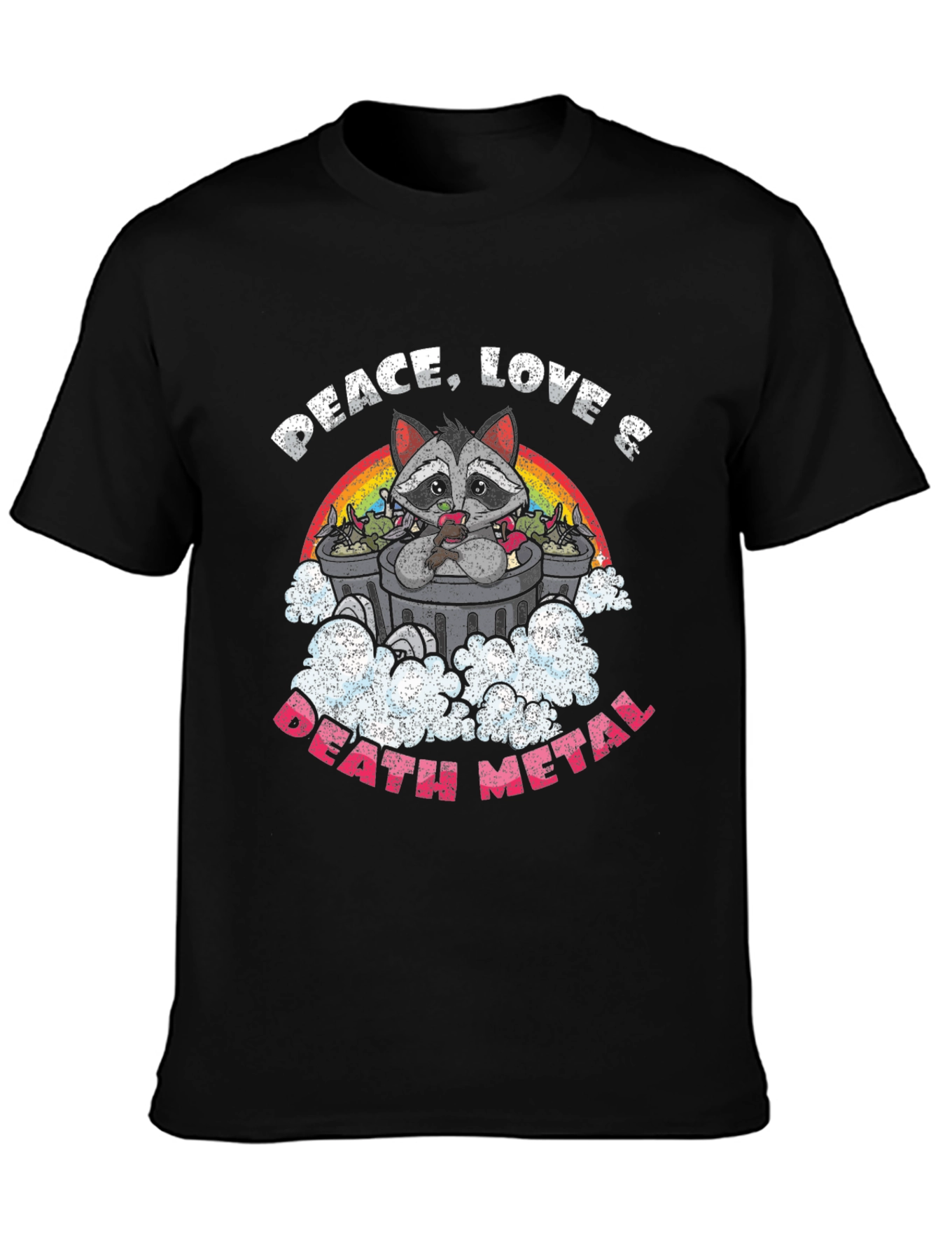 Peace Love Death Metal Raccoon T-Shirt