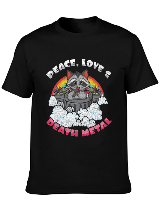 Peace Love Death Metal Raccoon T-Shirt
