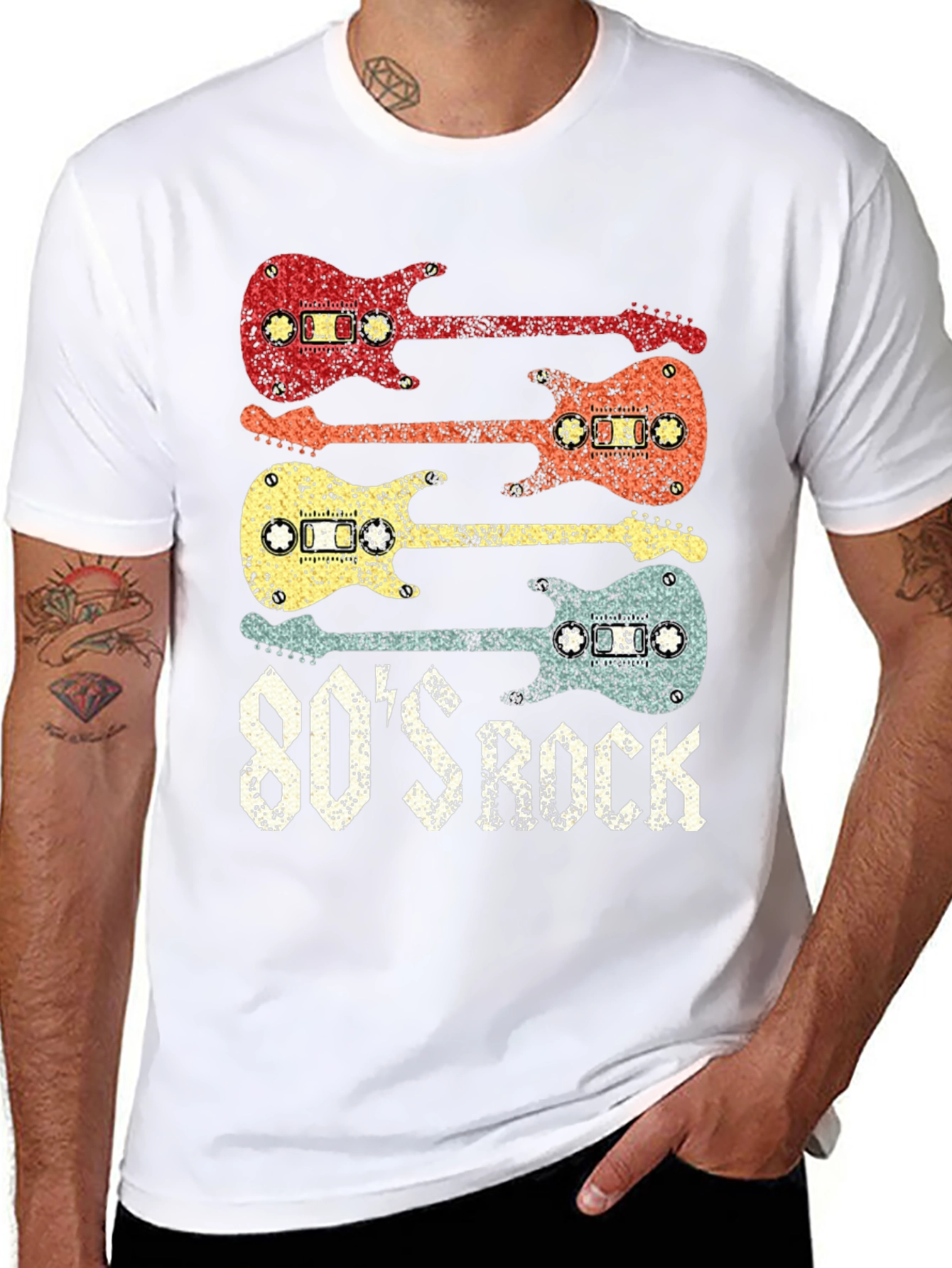 Retro 80s Rock Cassette Guitar T-Shirt