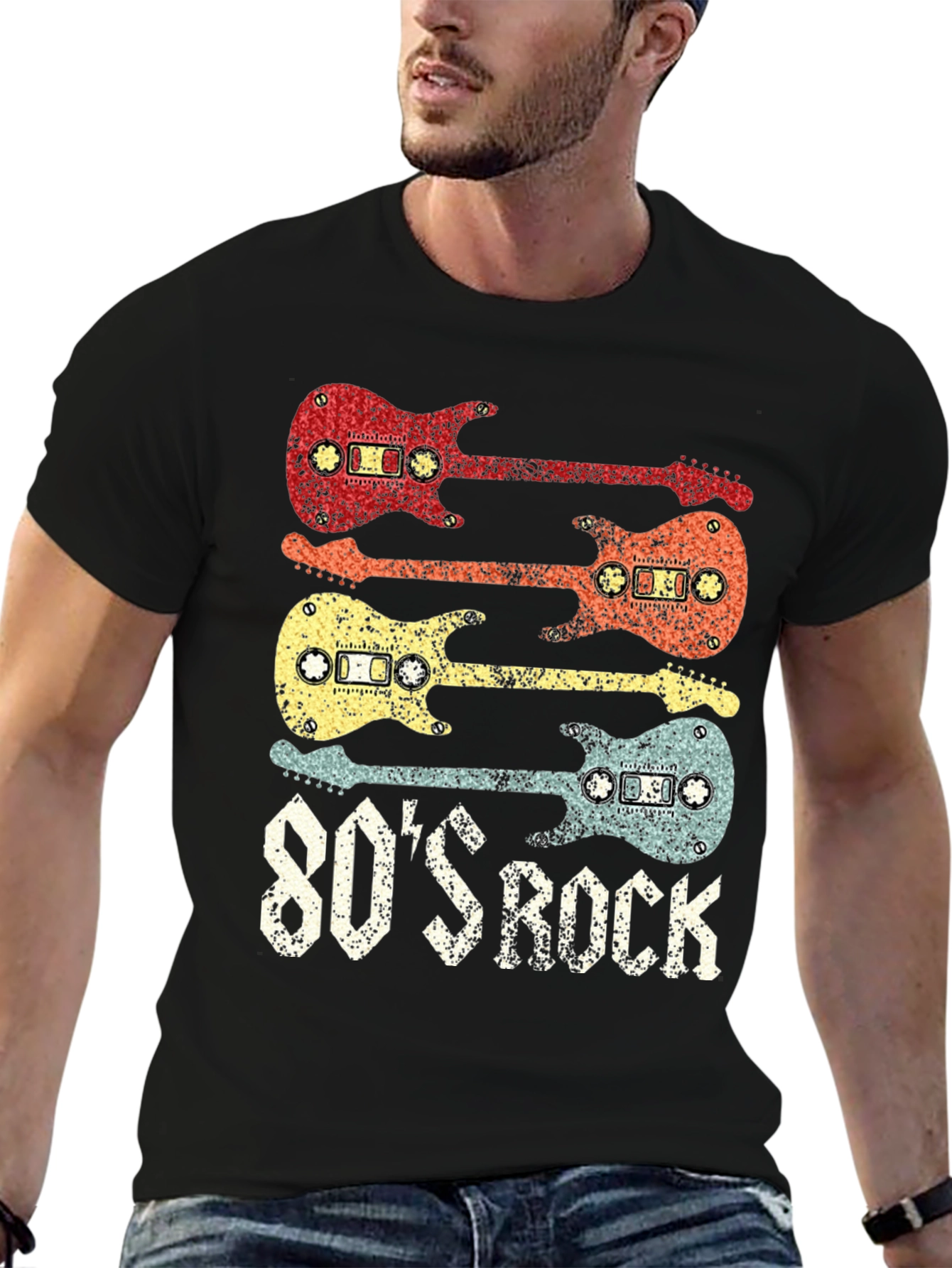 Retro 80s Rock Cassette Guitar T-Shirt