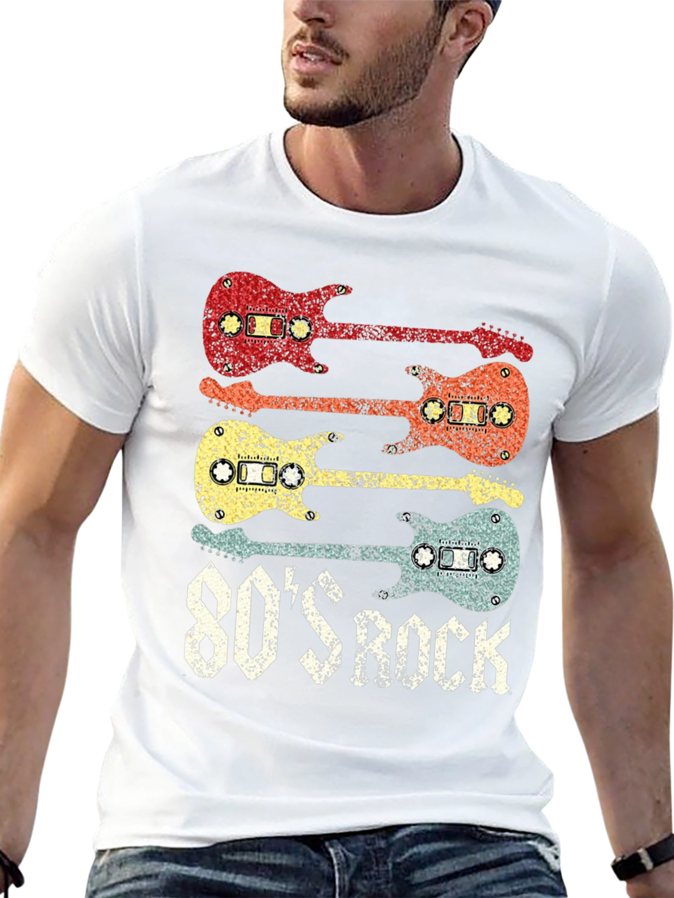 Retro 80s Rock Cassette Guitar T-Shirt