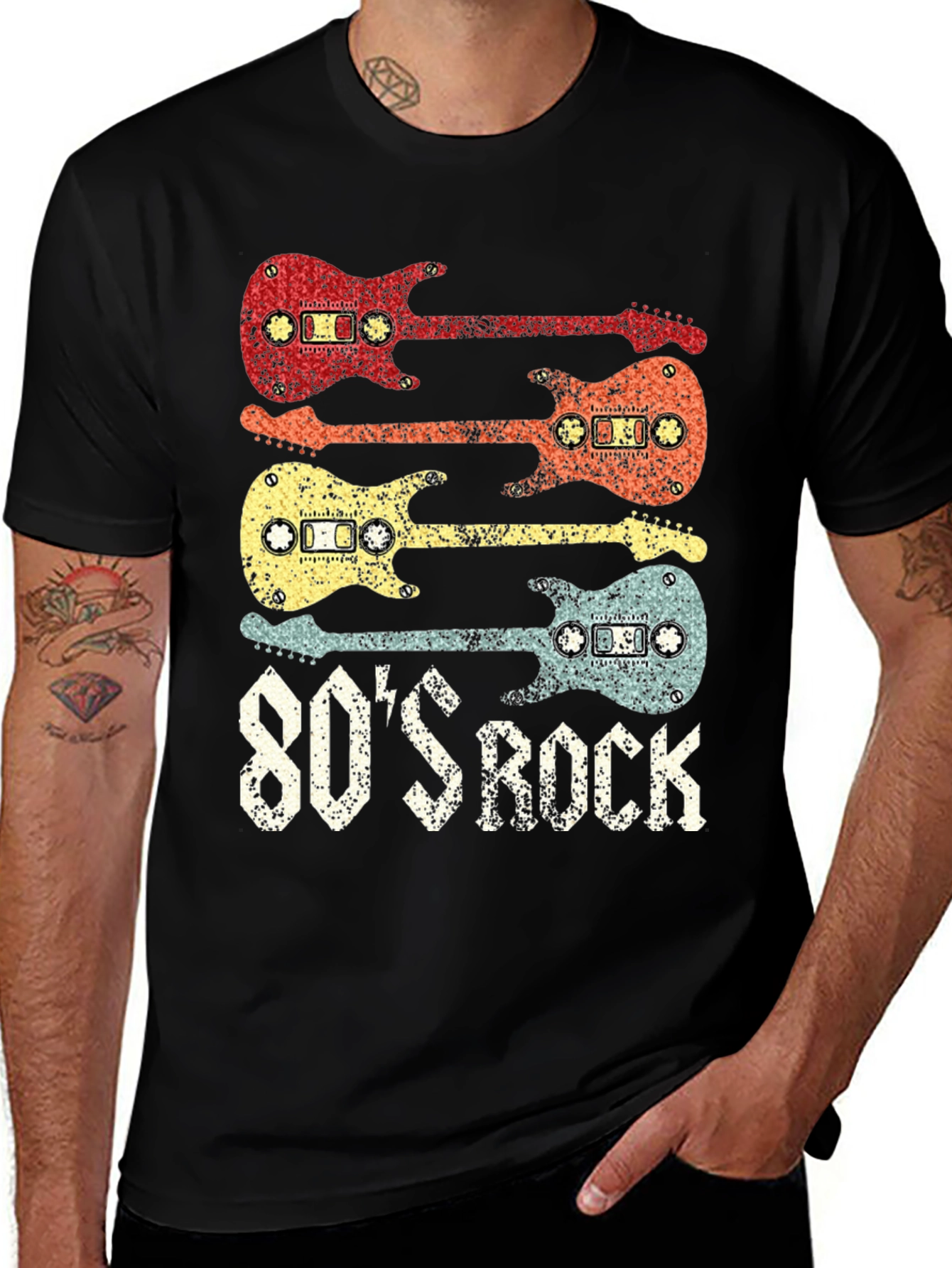 Retro 80s Rock Cassette Guitar T-Shirt