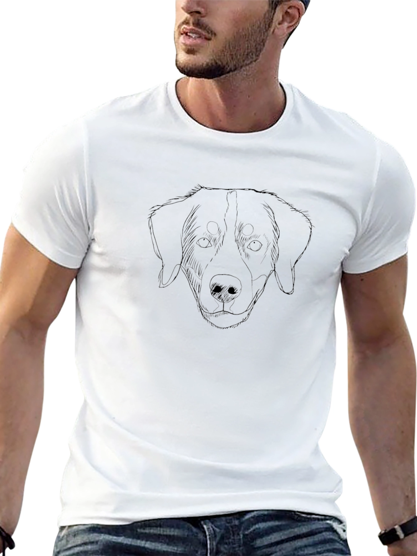 Dog Outline Graphic Tee - Mens Black T-Shirt