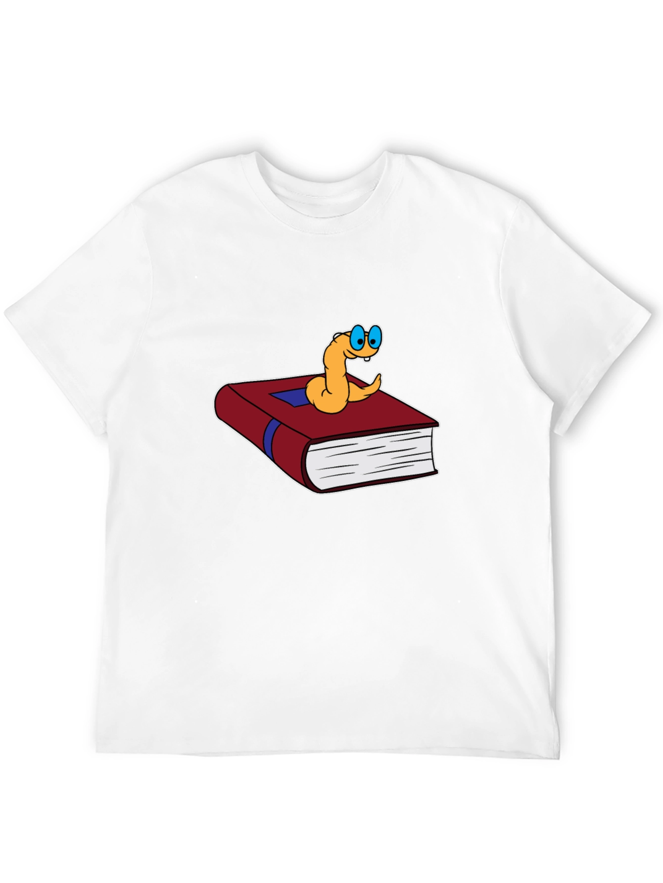 Bookworm Cartoon Graphic Tee - Black Cotton