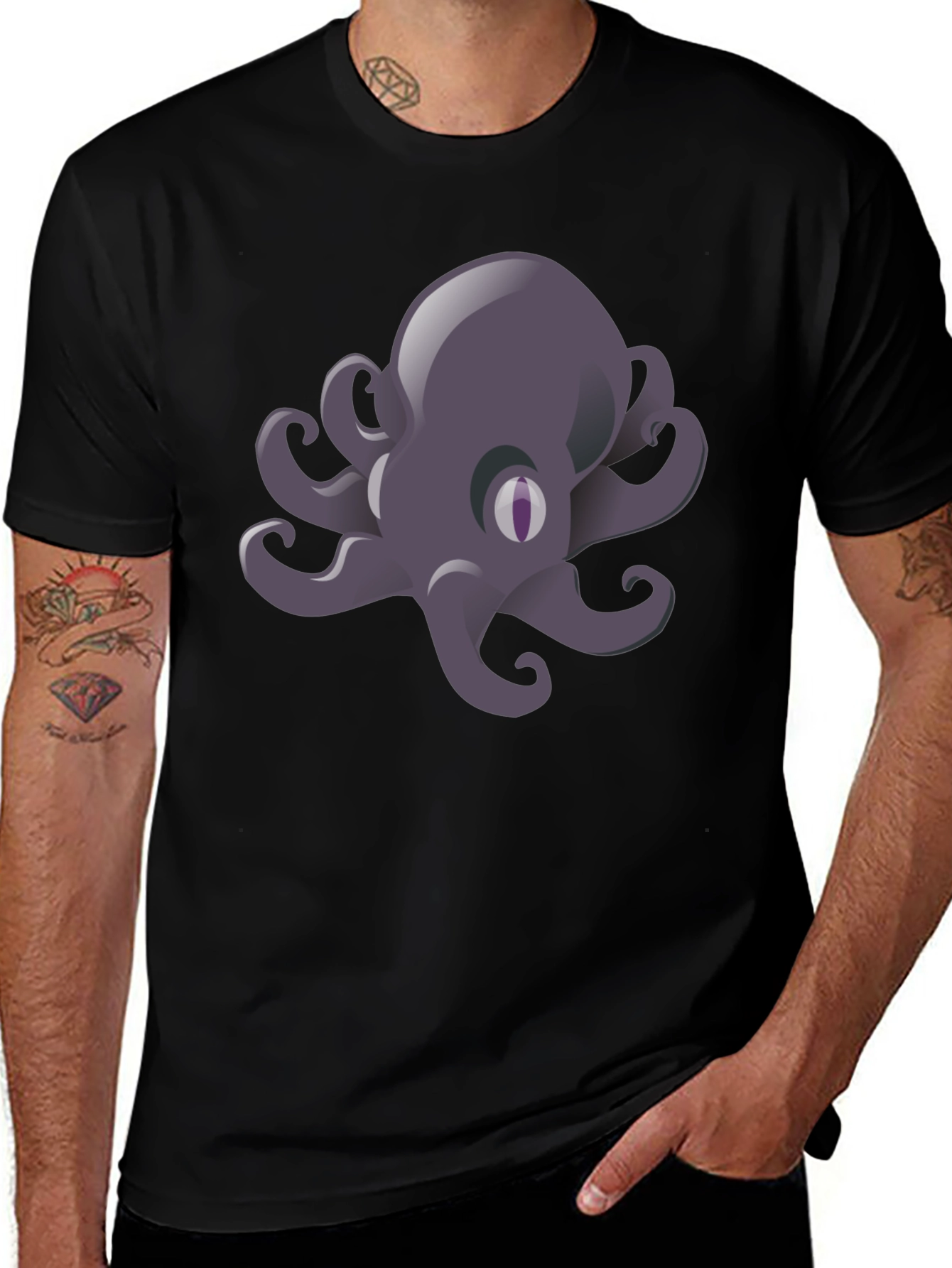 Octopus Graphic Print Tee - Mens Black T-Shirt