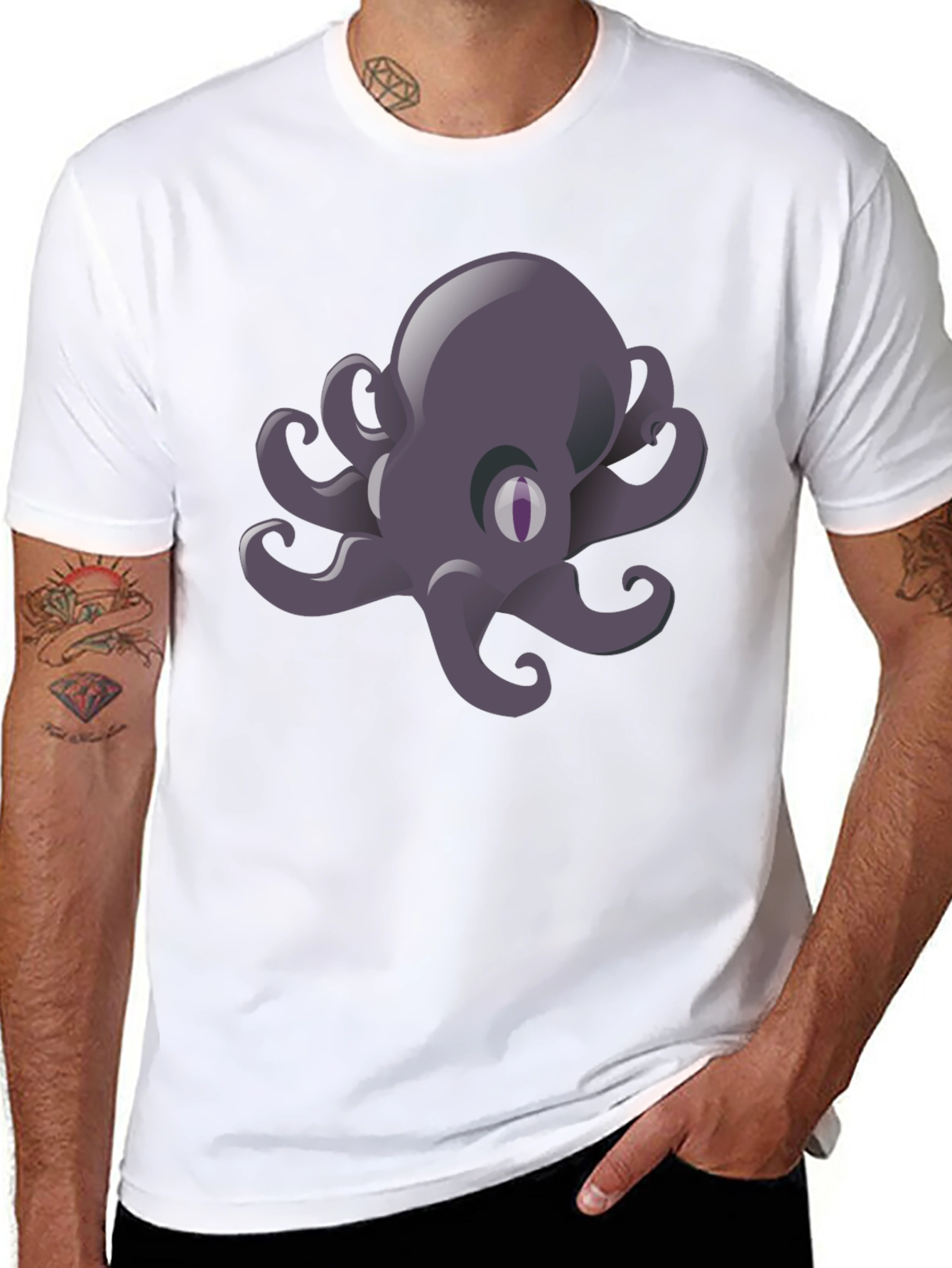 Octopus Graphic Print Tee - Mens Black T-Shirt