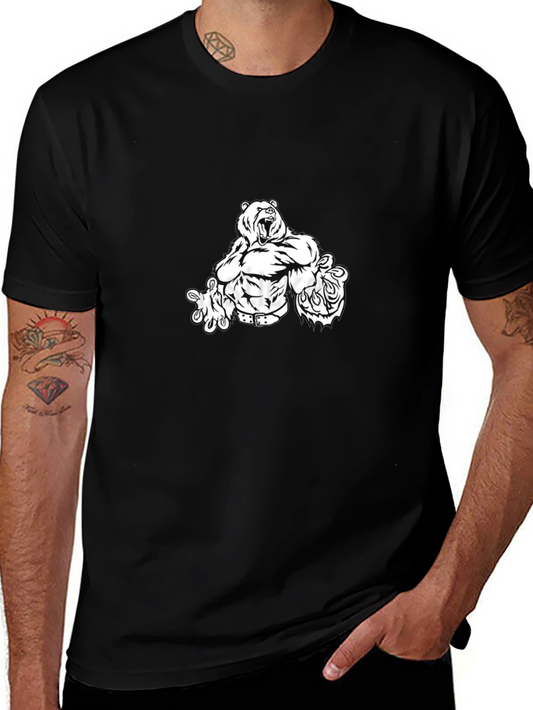 Black T-Shirt with Bear Graphic