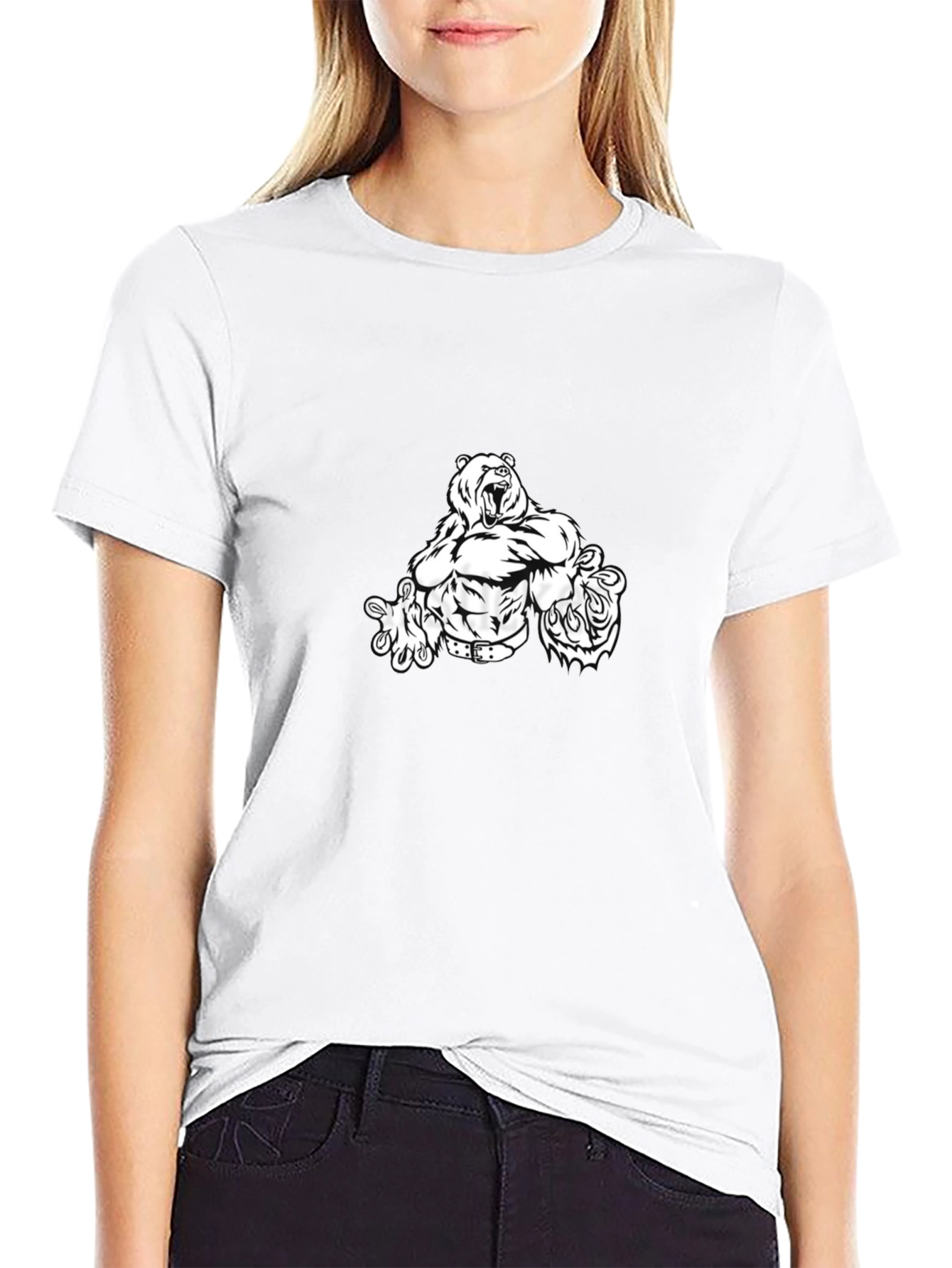 Black T-Shirt with Bear Graphic