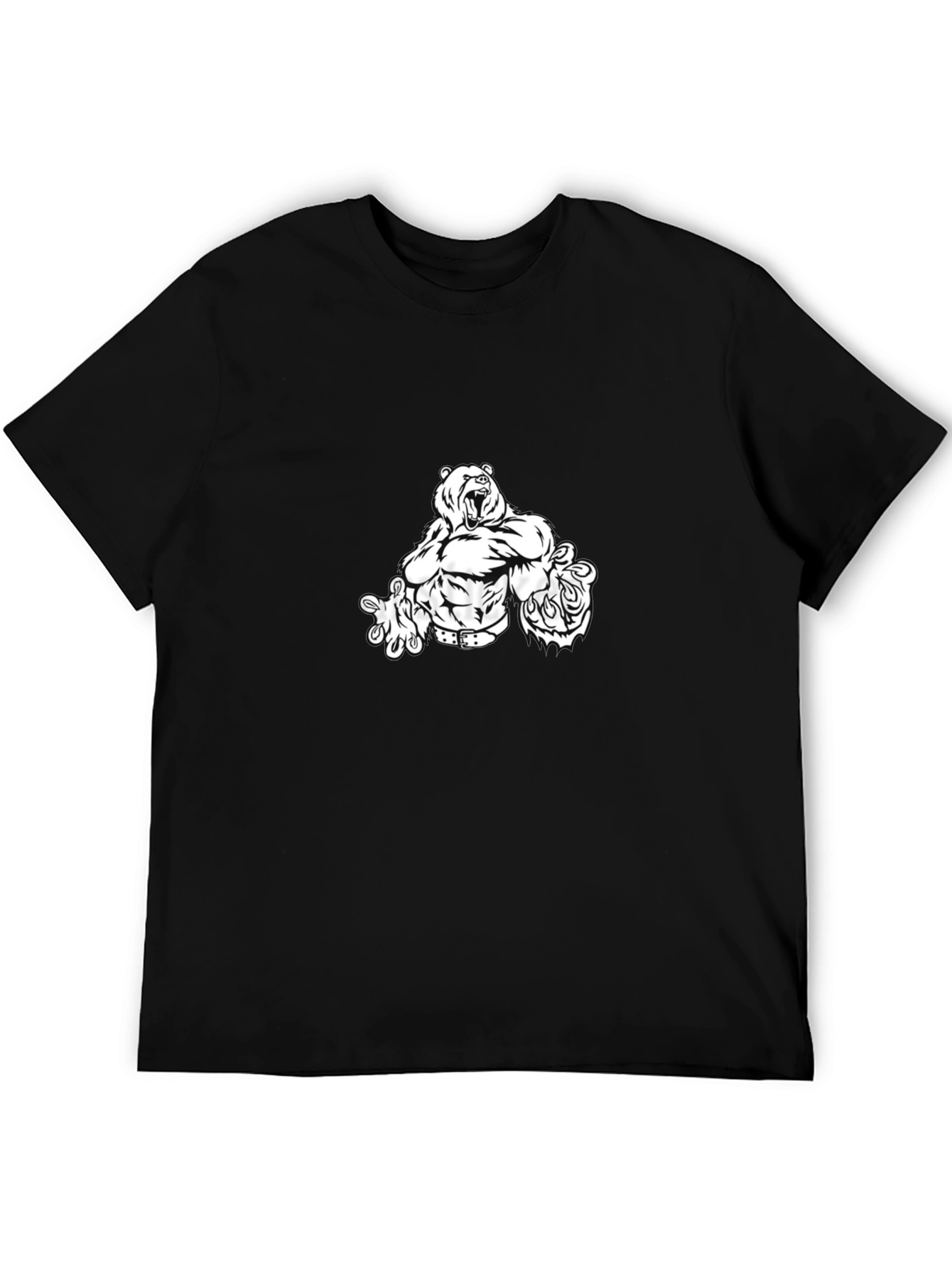 Black T-Shirt with Bear Graphic