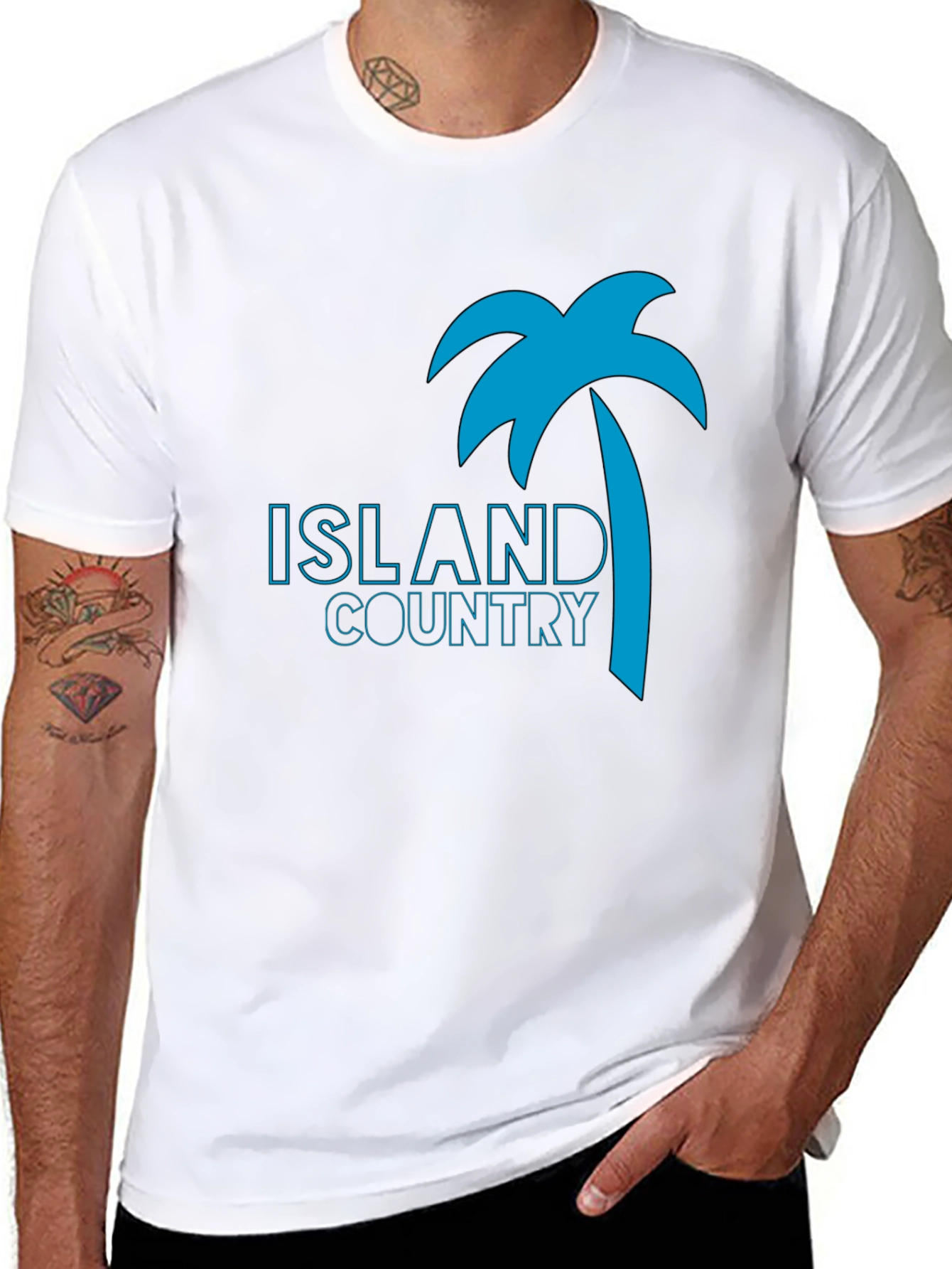 Island Country Tee - Palm Tree Graphic Black T-Shirt