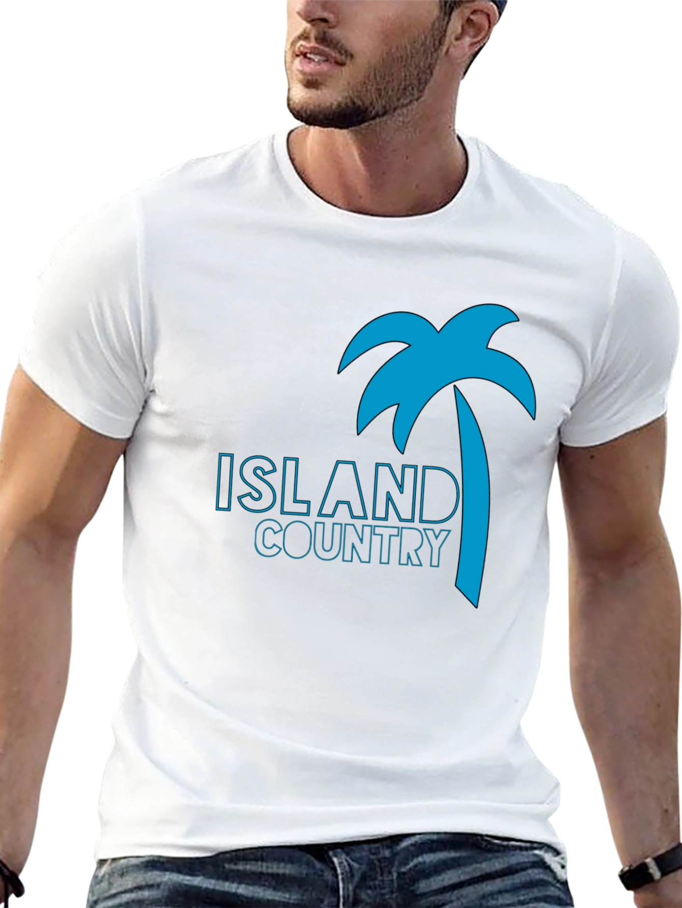 Island Country Tee - Palm Tree Graphic Black T-Shirt