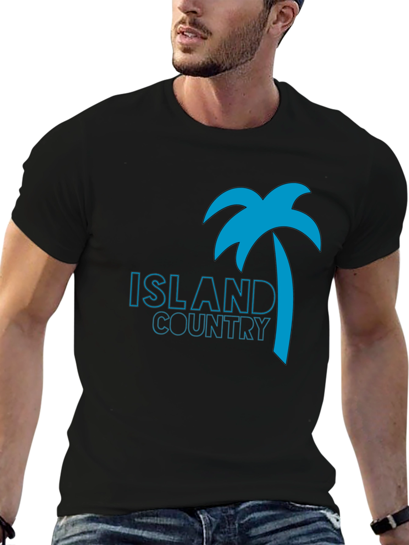 Island Country Tee - Palm Tree Graphic Black T-Shirt