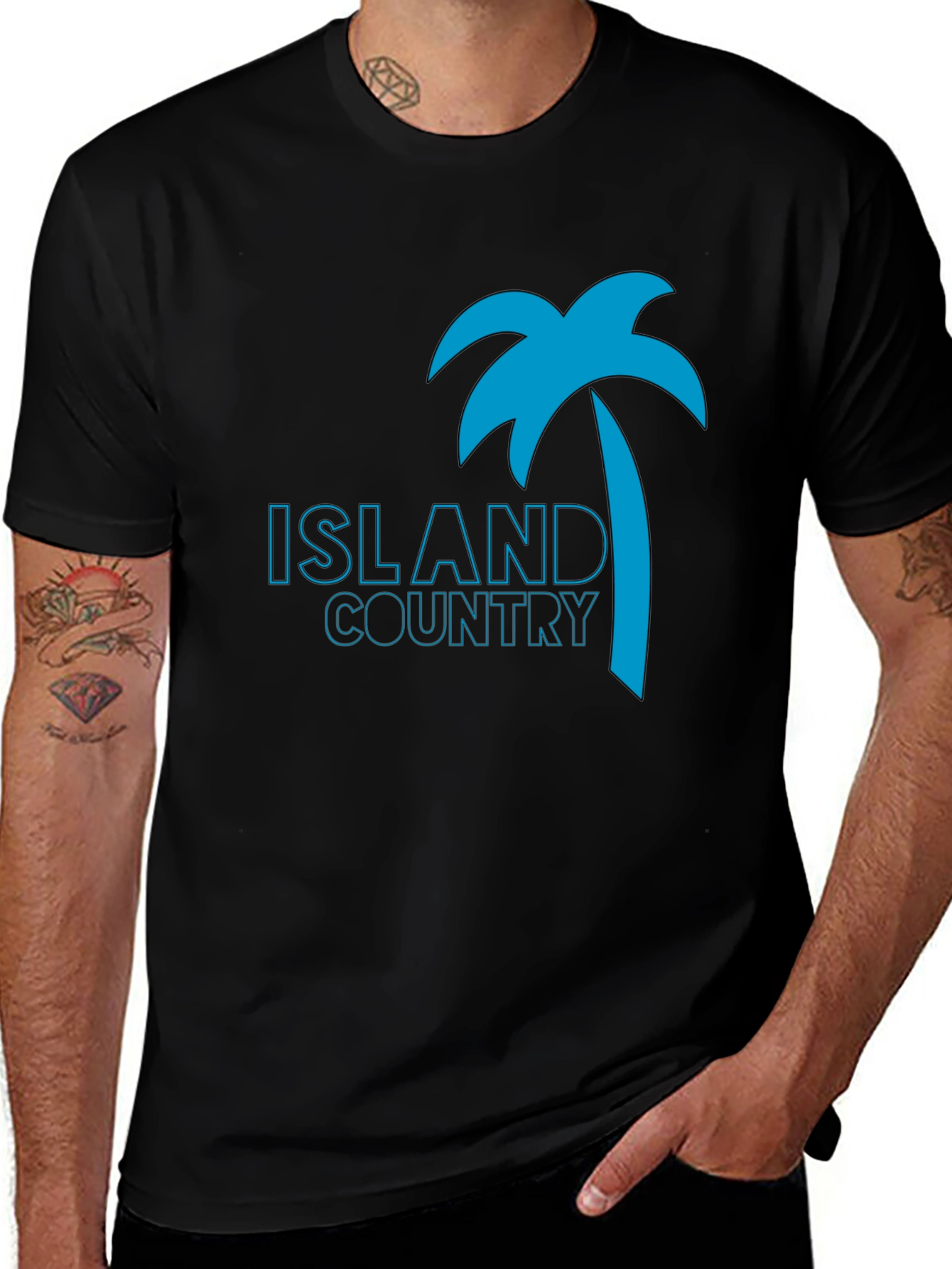 Island Country Tee - Palm Tree Graphic Black T-Shirt