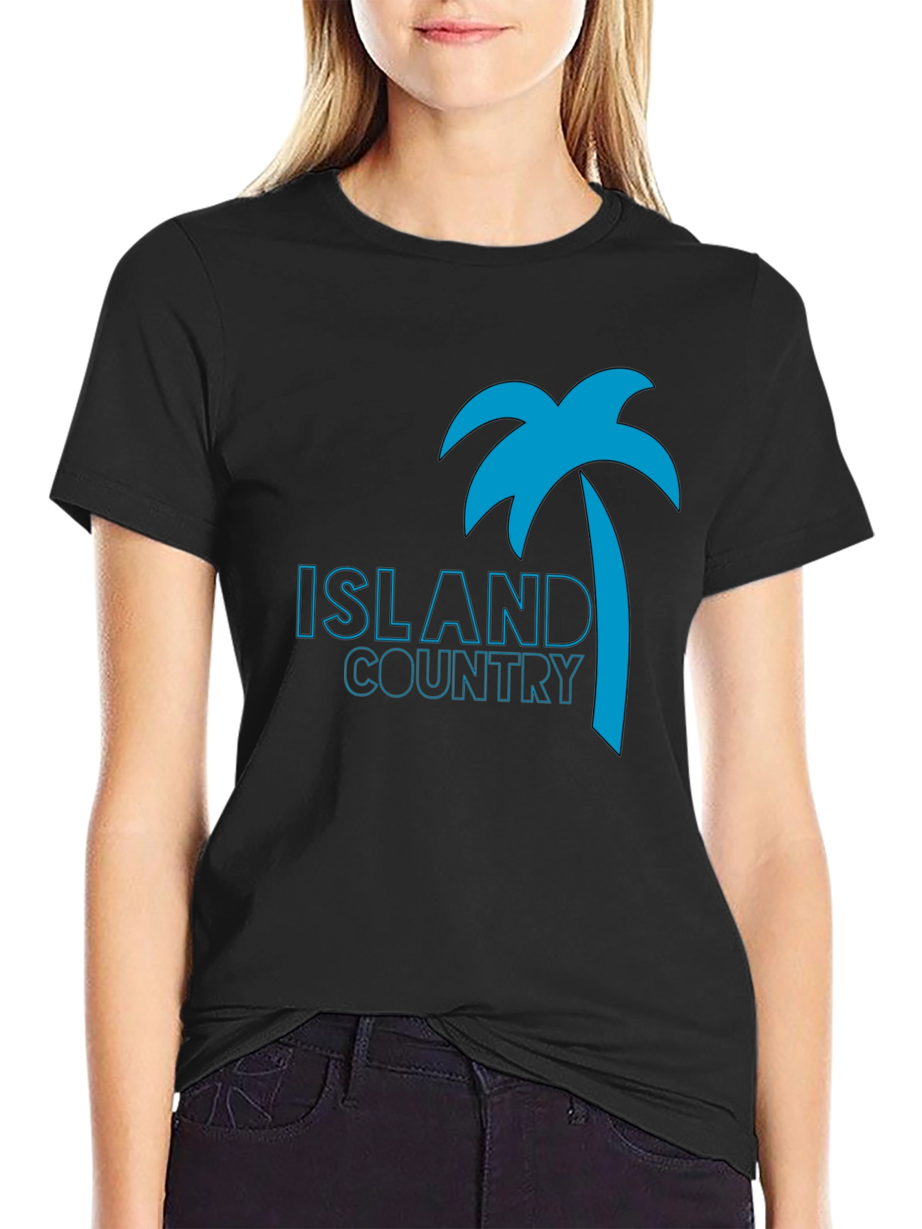Island Country Tee - Palm Tree Graphic Black T-Shirt