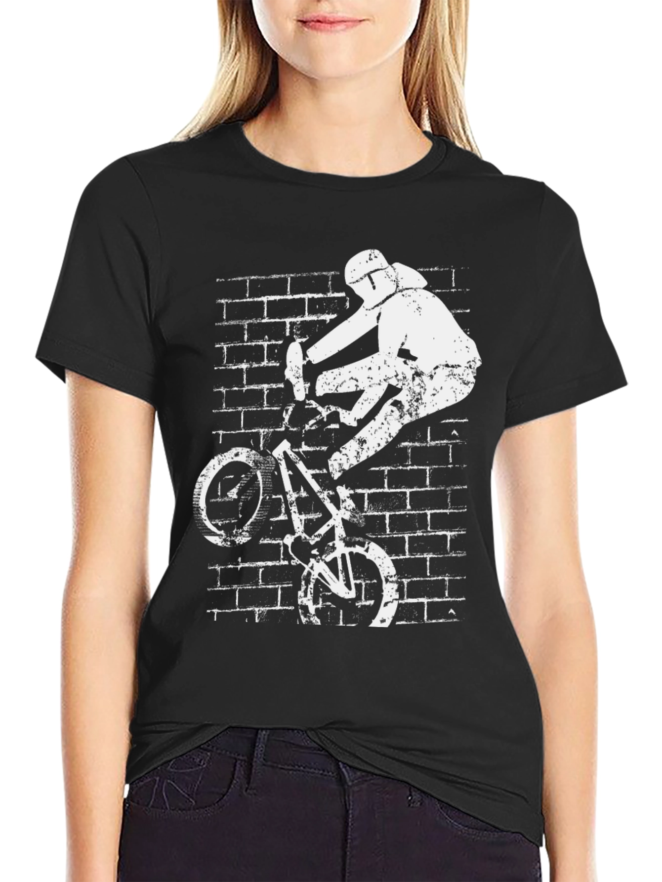 Cool BMX Rider Graphic Tee - Black Cotton T-Shirt