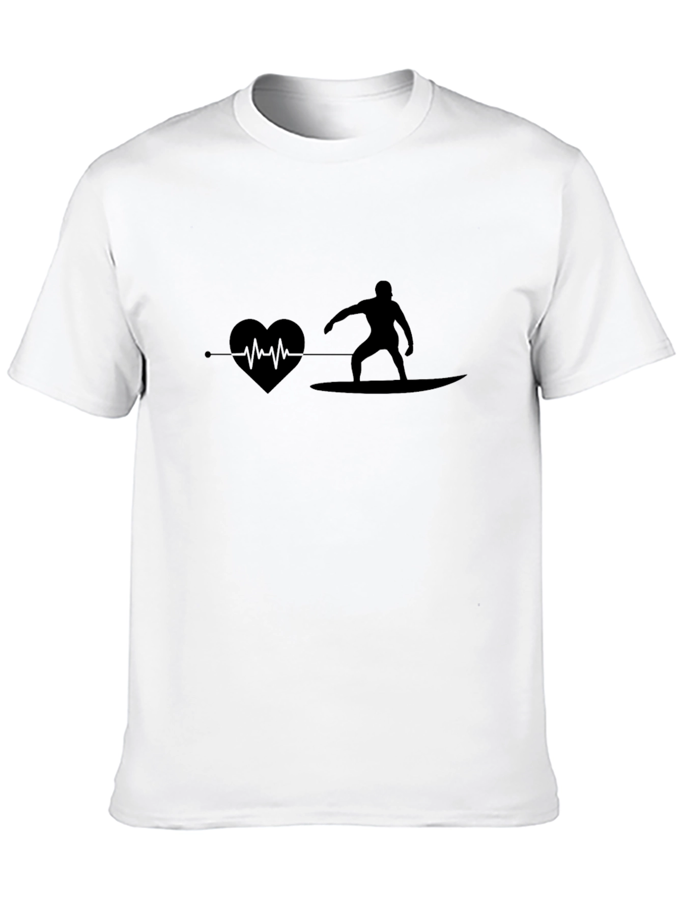 Surfing Heartbeat T-Shirt - Black Graphic Tee