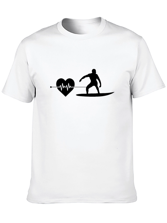 Surfing Heartbeat T-Shirt - Black Graphic Tee