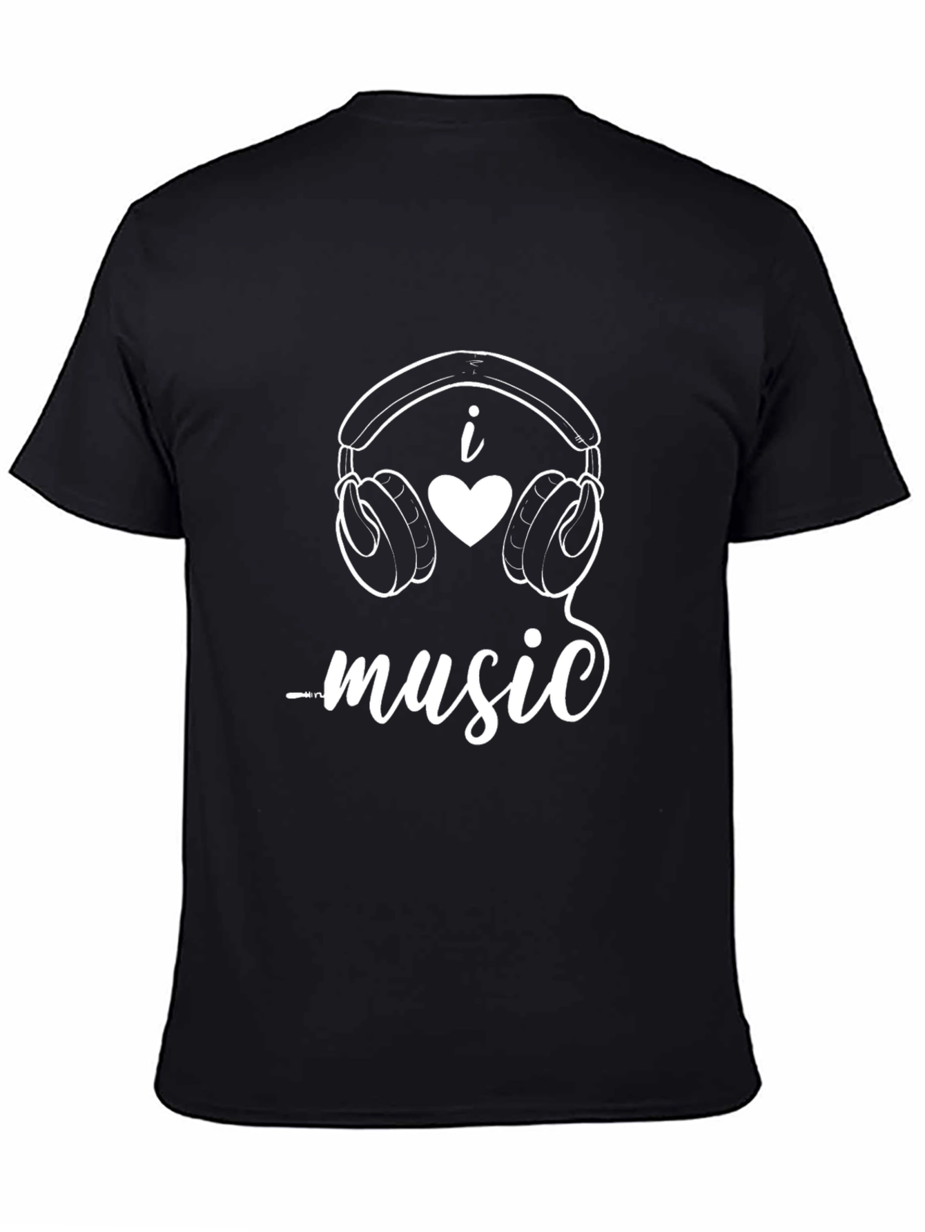 I Love Music Black Graphic Tee Shirt
