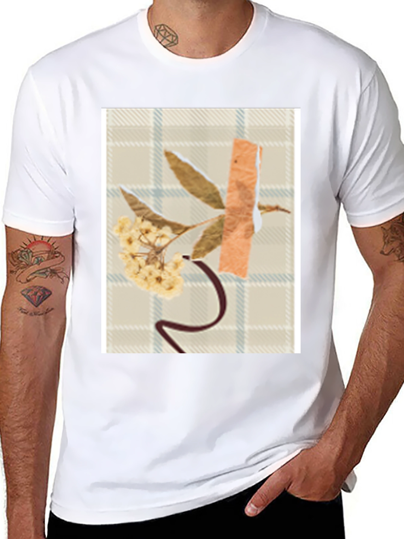 Floral Collage Graphic T-Shirt - Modern Abstract Design