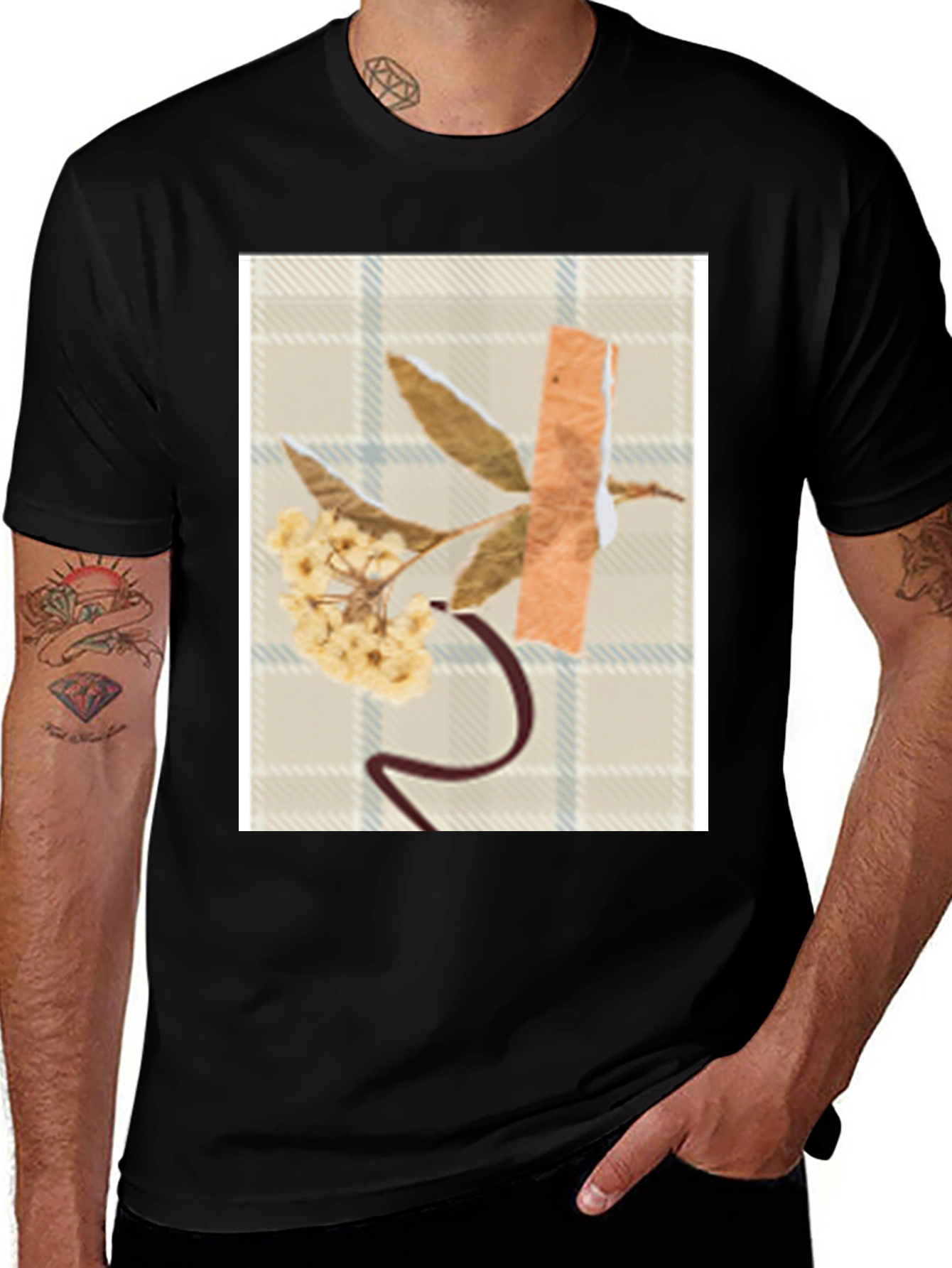 Floral Collage Graphic T-Shirt - Modern Abstract Design