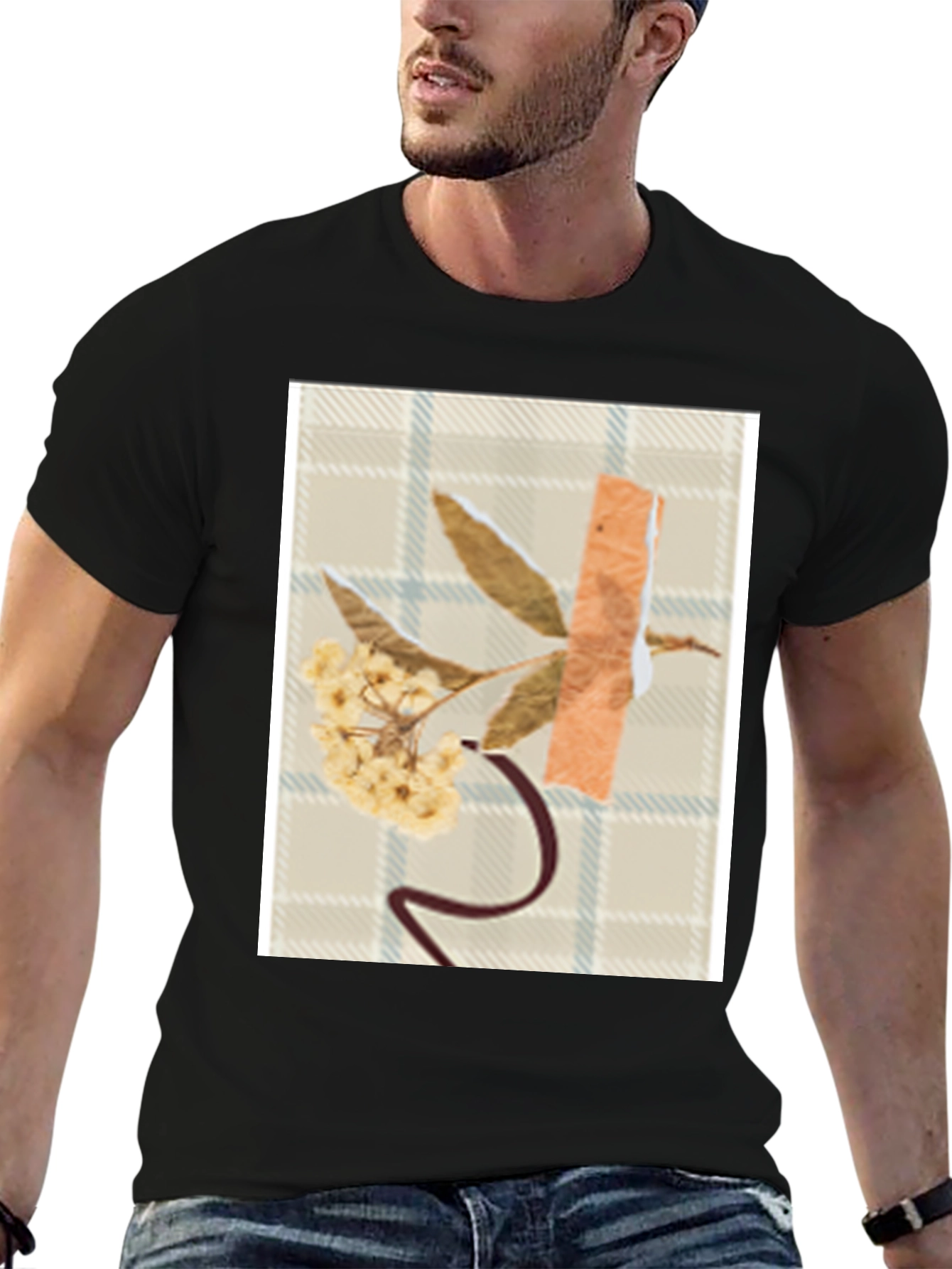 Floral Collage Graphic T-Shirt - Modern Abstract Design