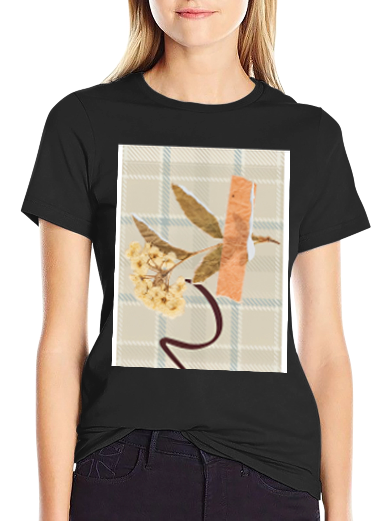 Floral Collage Graphic T-Shirt - Modern Abstract Design