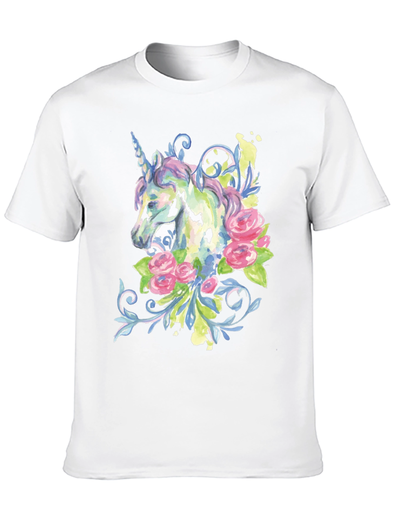 Unicorn Floral Graphic Black T-Shirt