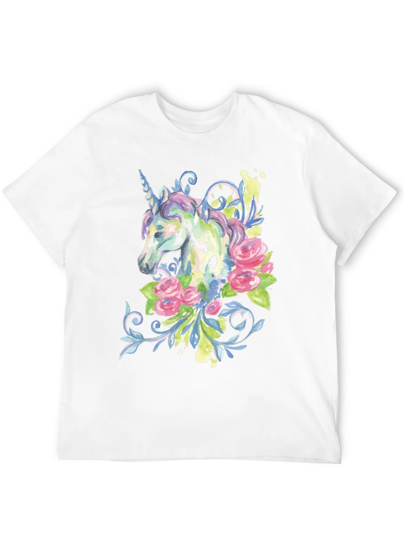 Unicorn Floral Graphic Black T-Shirt