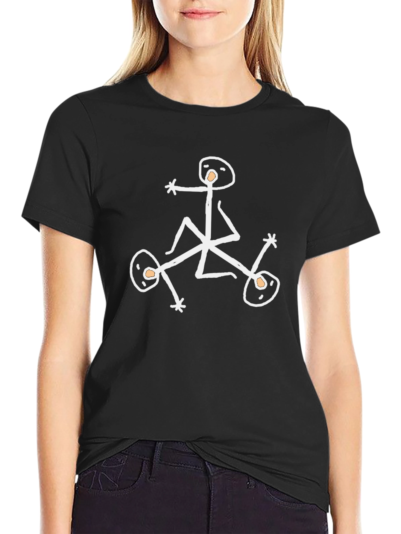 Stick Figure Pile-Up Black Tee