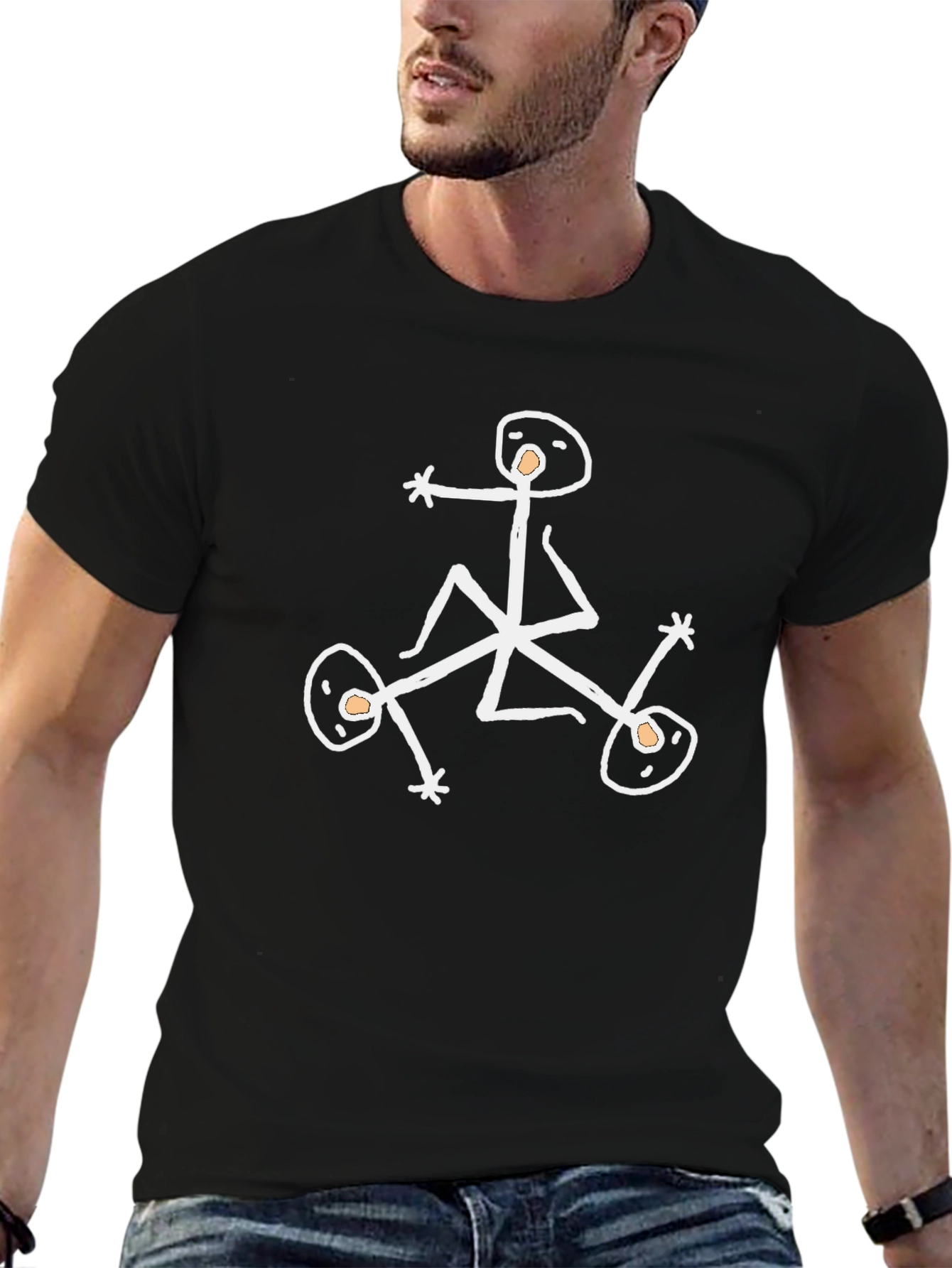Stick Figure Pile-Up Black Tee