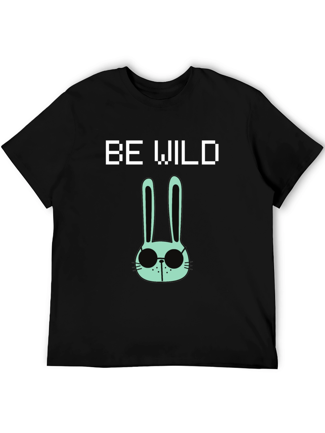 Be Wild Rabbit Graphic Tee - Black Cotton T-Shirt