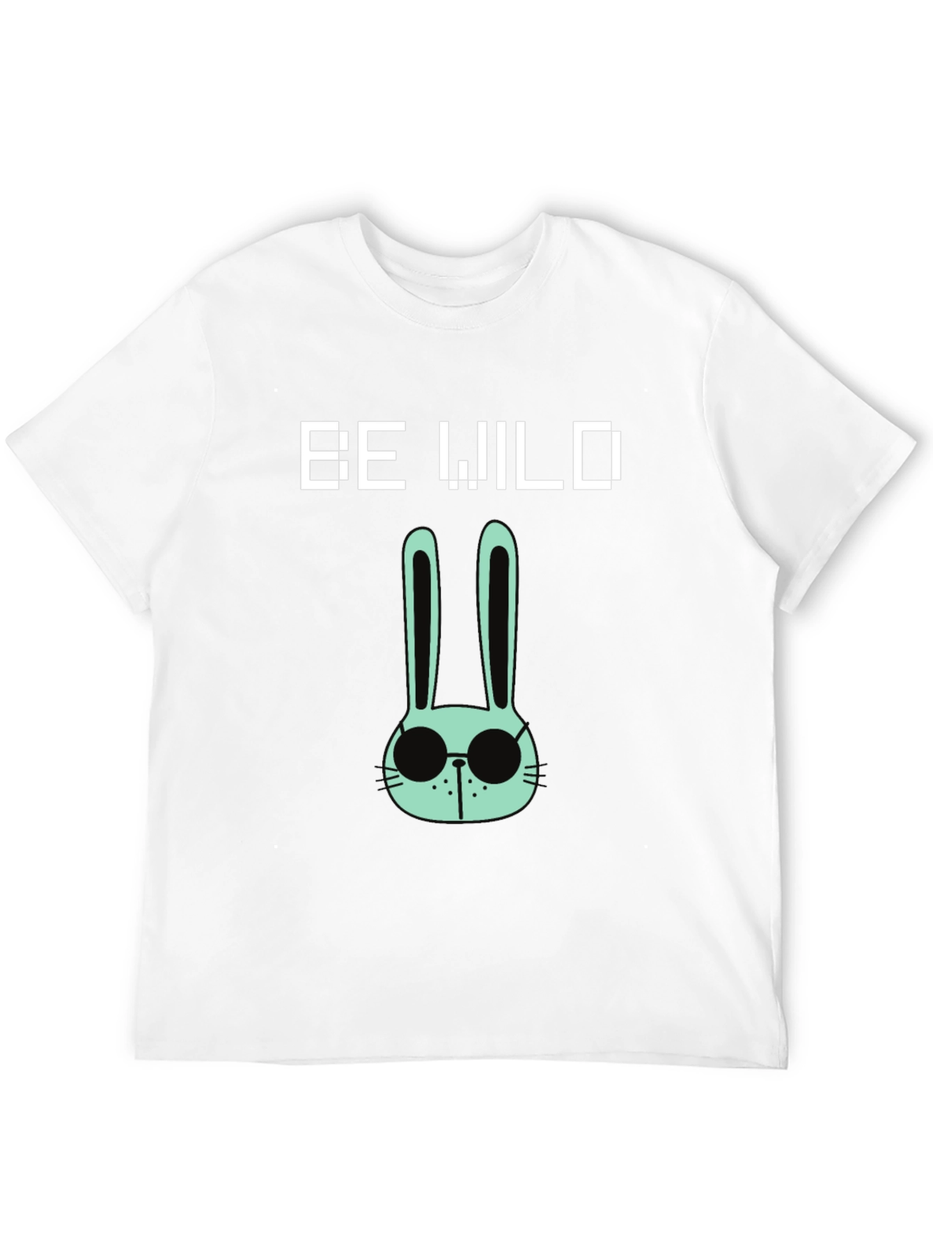 Be Wild Rabbit Graphic Tee - Black Cotton T-Shirt