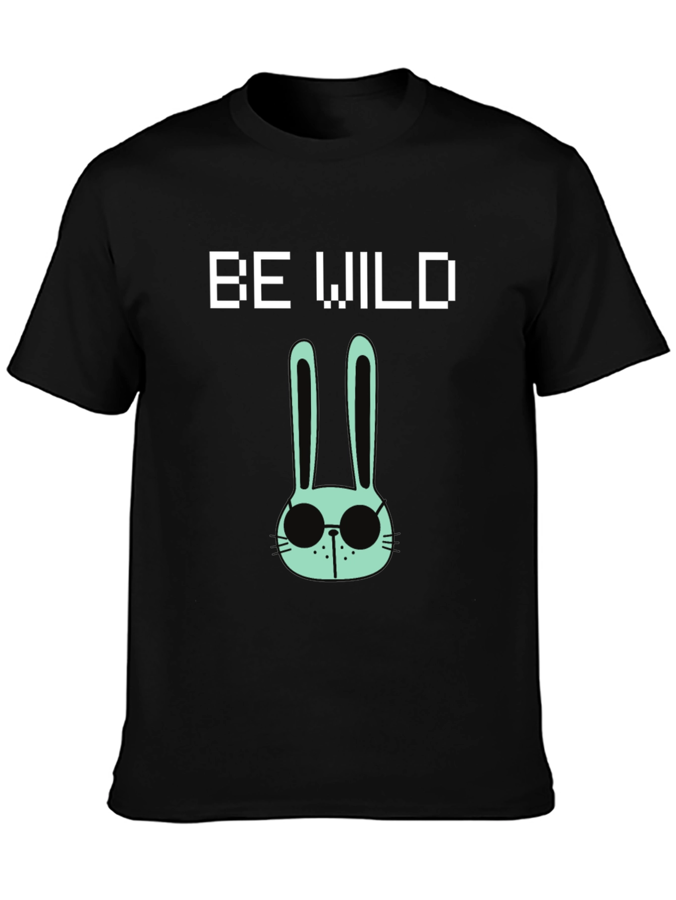 Be Wild Rabbit Graphic Tee - Black Cotton T-Shirt