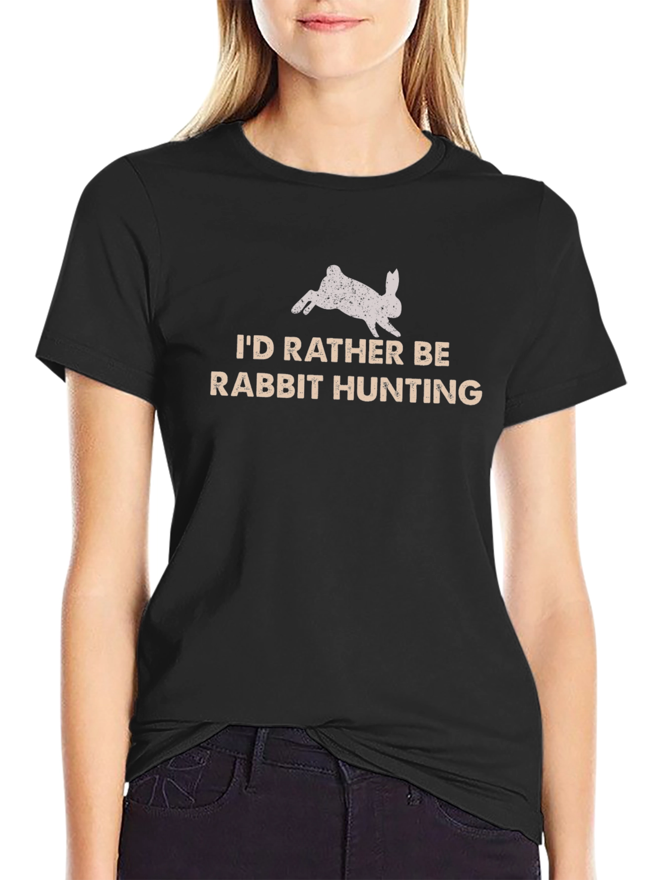 Rabbit Hunting Graphic Tee - Black Cotton Shirt