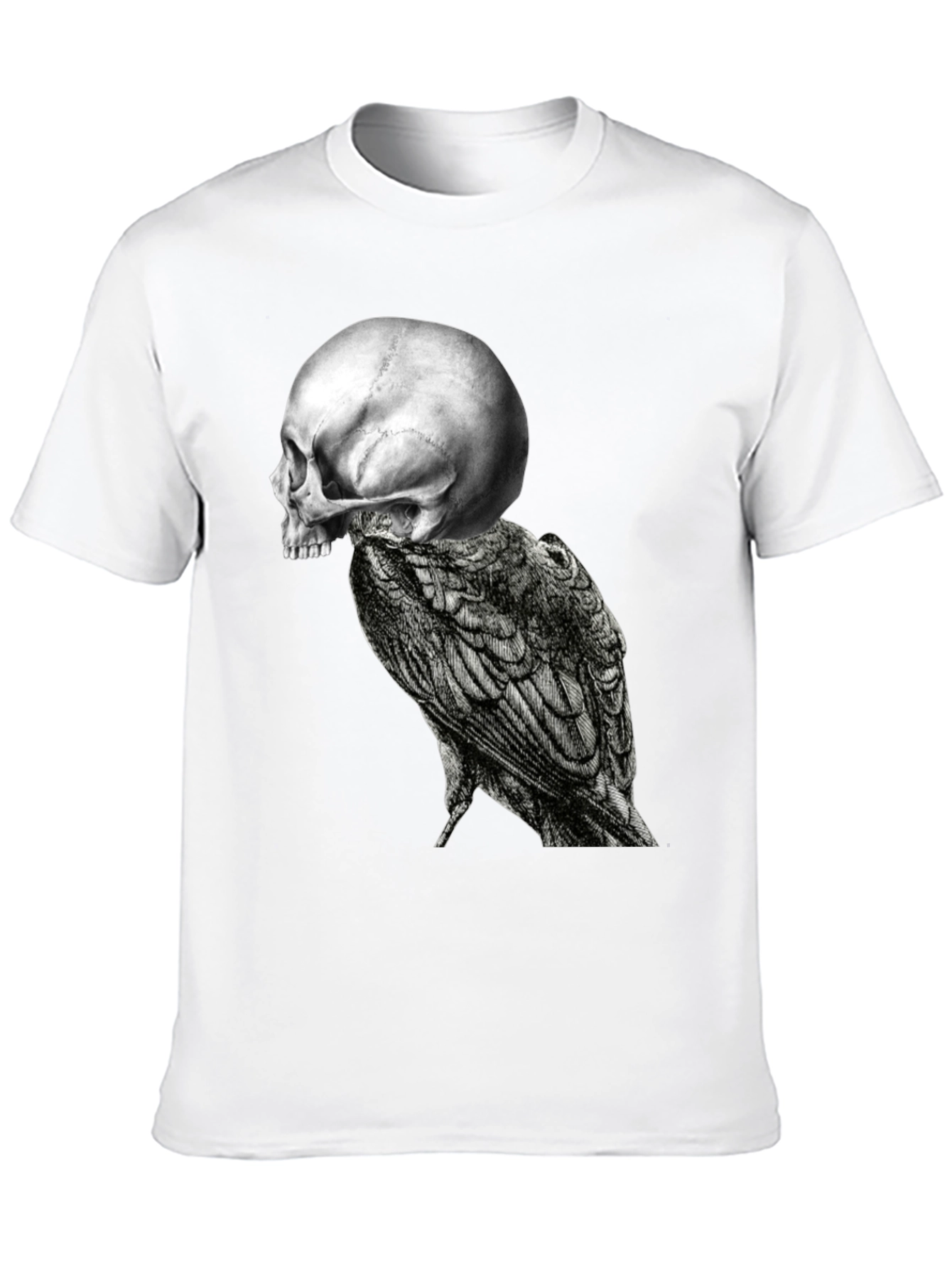 Skull & Raven Graphic Tee - Black Cotton Blend