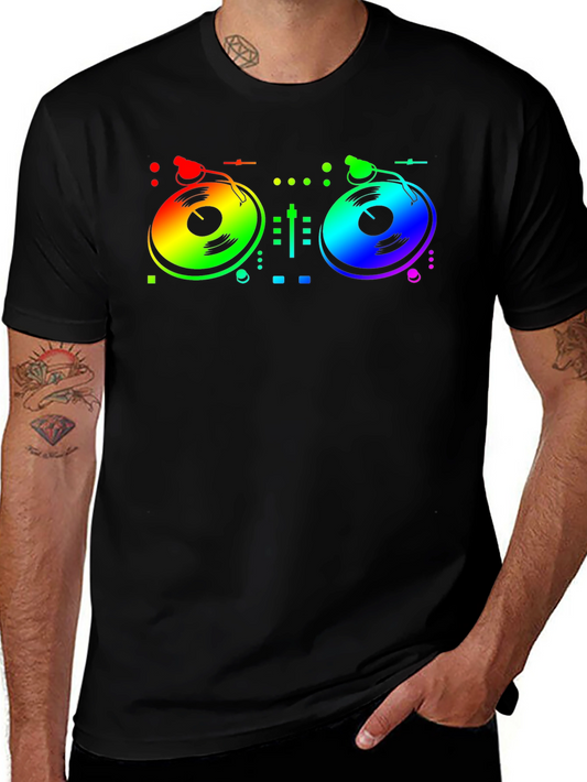 Rainbow DJ Turntable Graphic T-Shirt