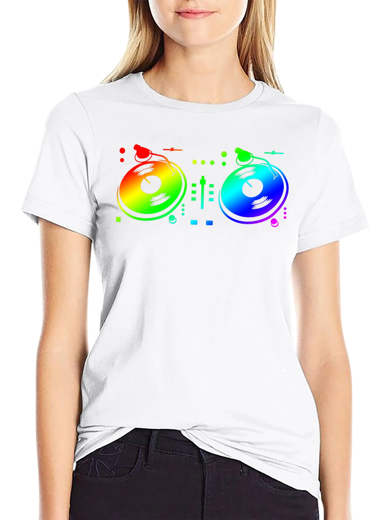 Rainbow DJ Turntable Graphic T-Shirt