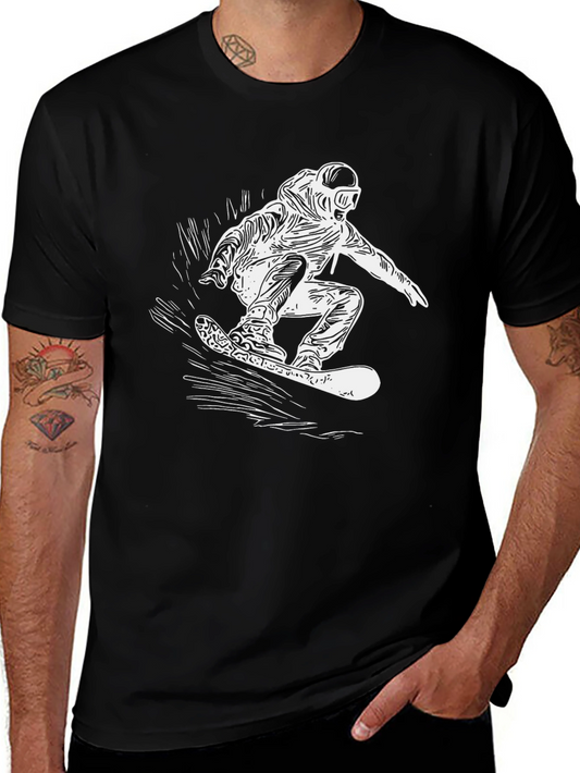Cool Snowboarder Graphic Black T-Shirt