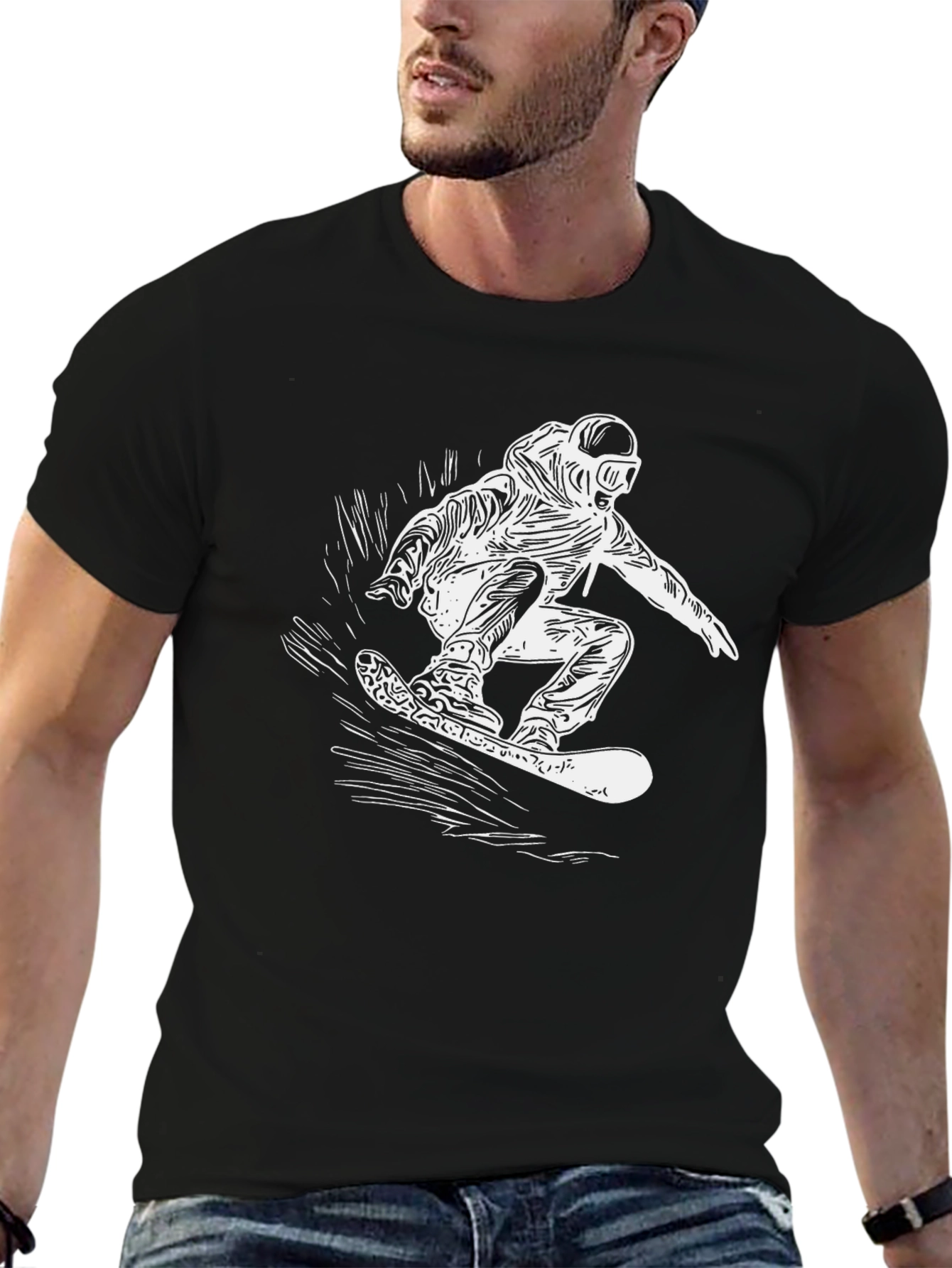 Cool Snowboarder Graphic Black T-Shirt