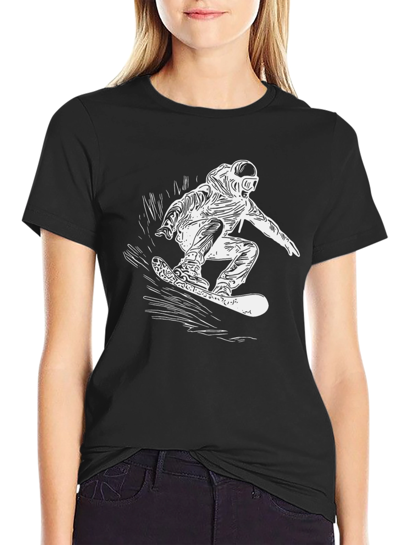 Cool Snowboarder Graphic Black T-Shirt