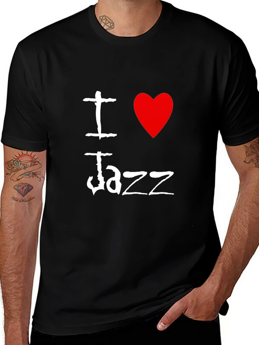 I Love Jazz Graphic T-Shirt - Mens Black Tee