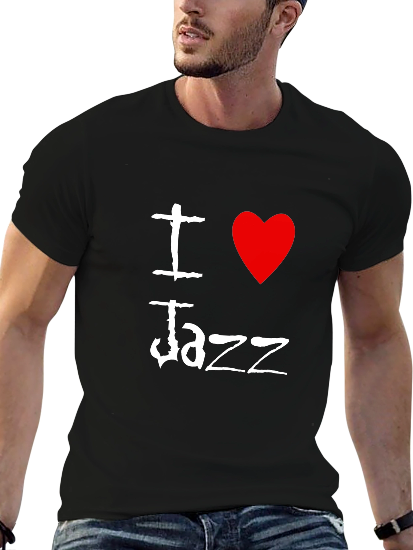 I Love Jazz Graphic T-Shirt - Mens Black Tee